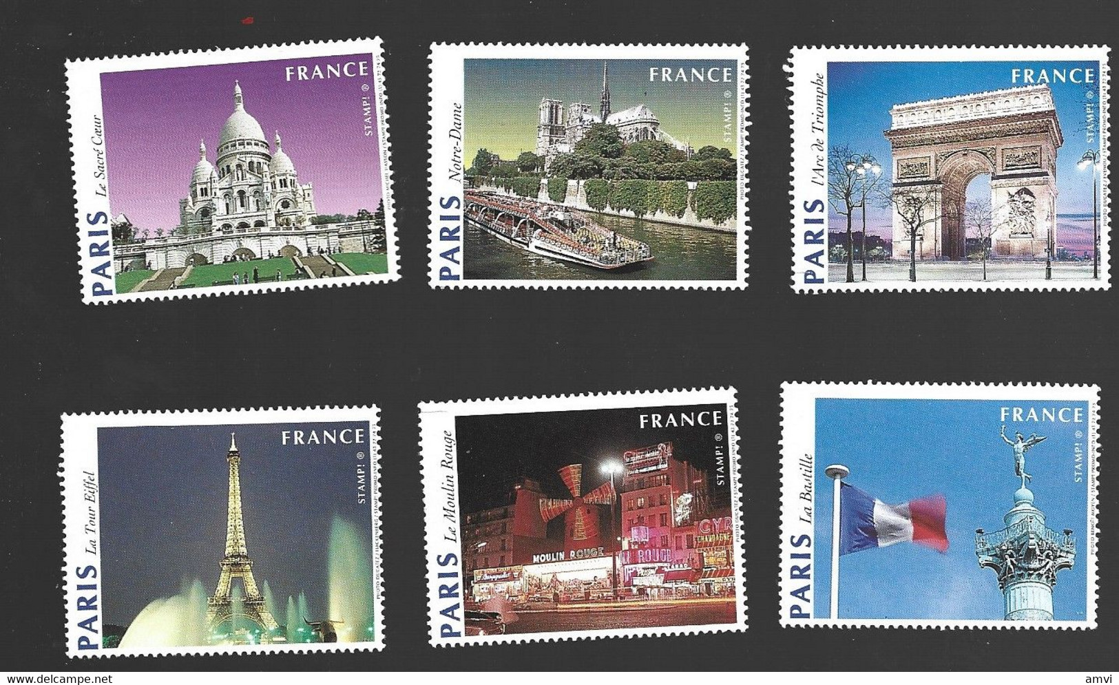 22- 5 - 1241 6 Vignettes PARIS - Tourism (Labels)