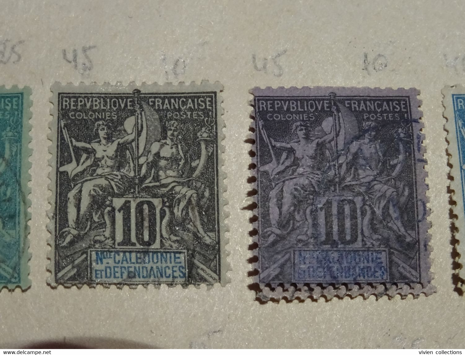 Nouvelle Calédonie Timbre Type Groupe N° 45 Oblitéré 2 Belles Nuances Bien Différentes - Used Stamps