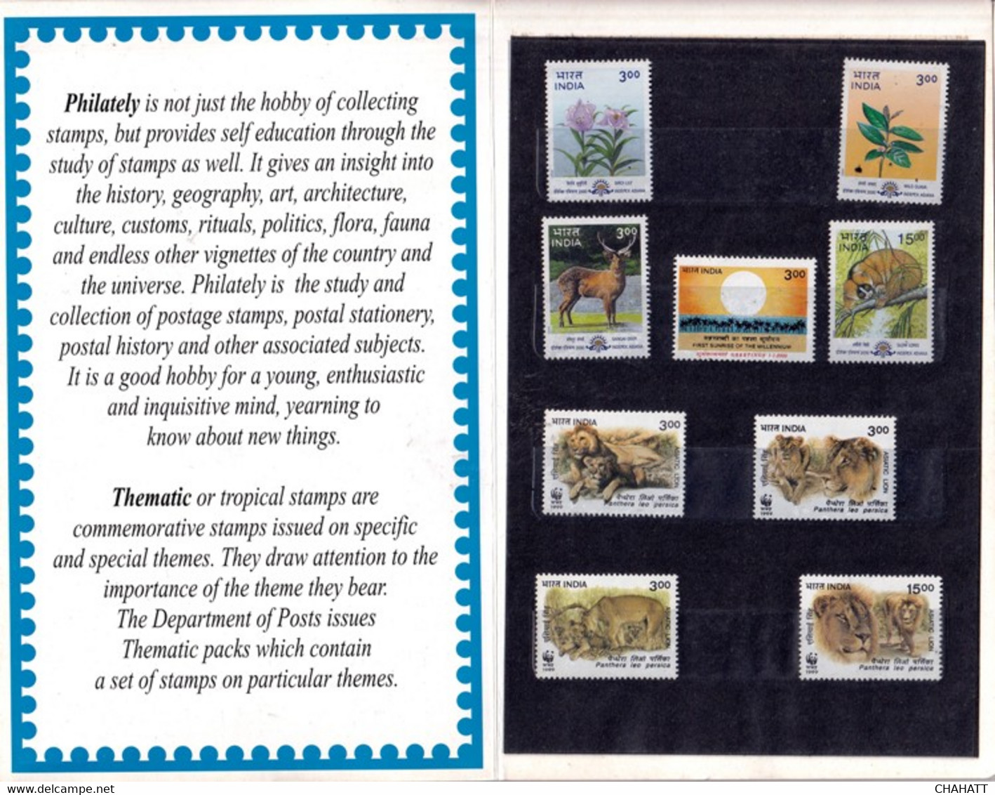 ASIATIC LIONS- WILD LIFE- FLOWERS-THEMATIC PACK-1999-MNH-SCARCE-BX2-38 - Verzamelingen & Reeksen