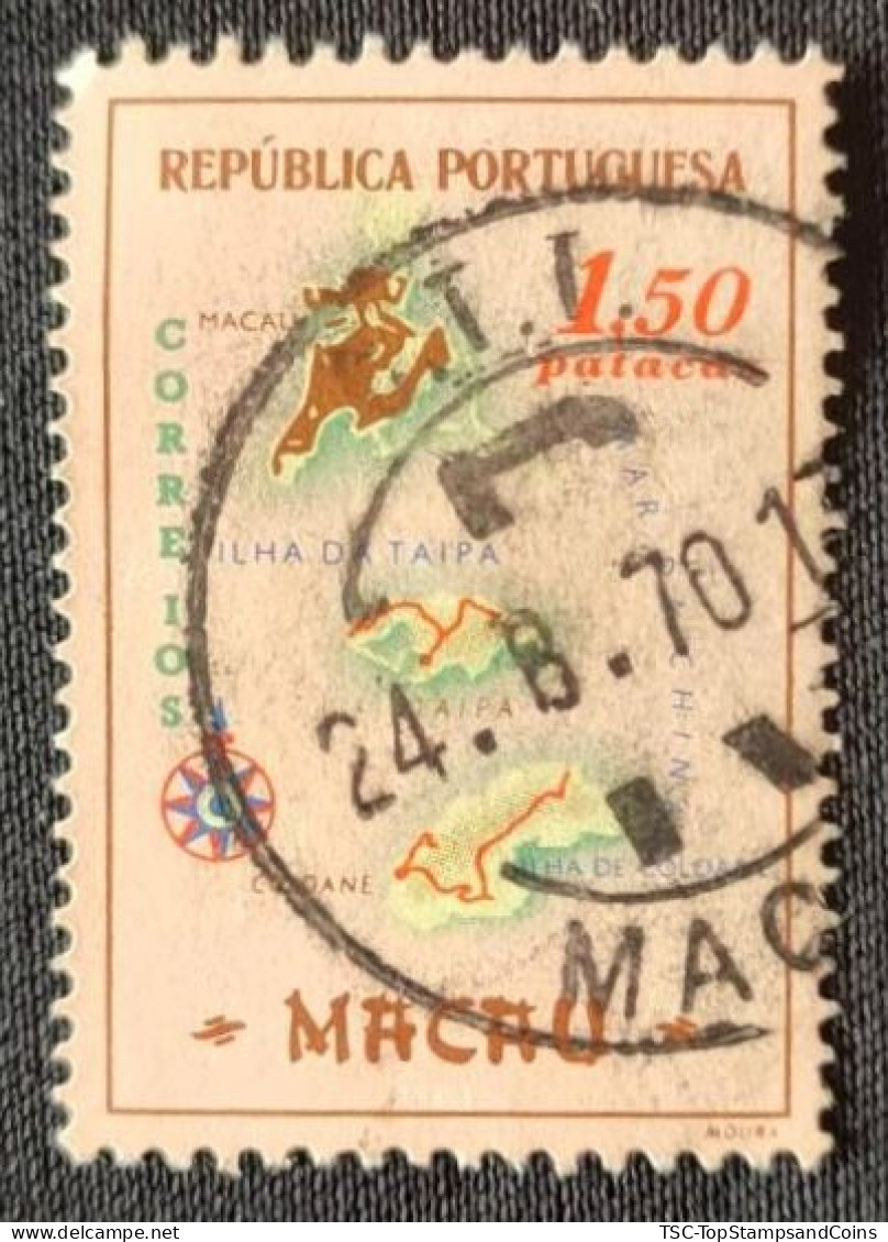 MAC5393U1 - Macau Geographic Map - 1.50 Patacas Used Stamp - Macau - 1956 - Used Stamps