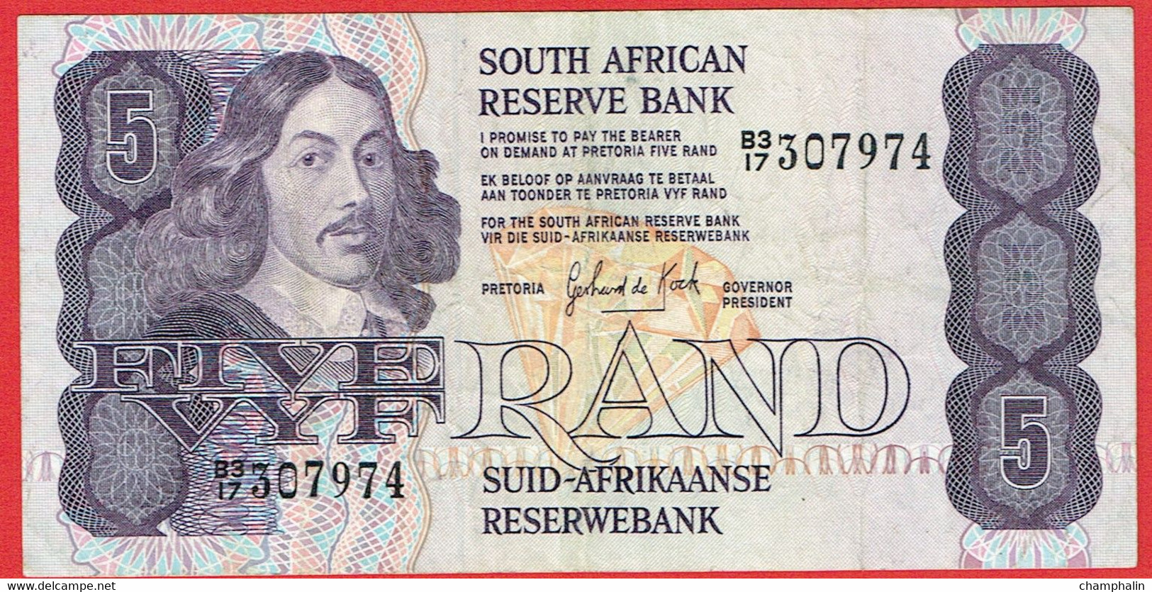 Afrique Du Sud - Billet De 5 Rand - Jan Van Riebeek - Non Daté (1978-94) - P119c - Afrique Du Sud