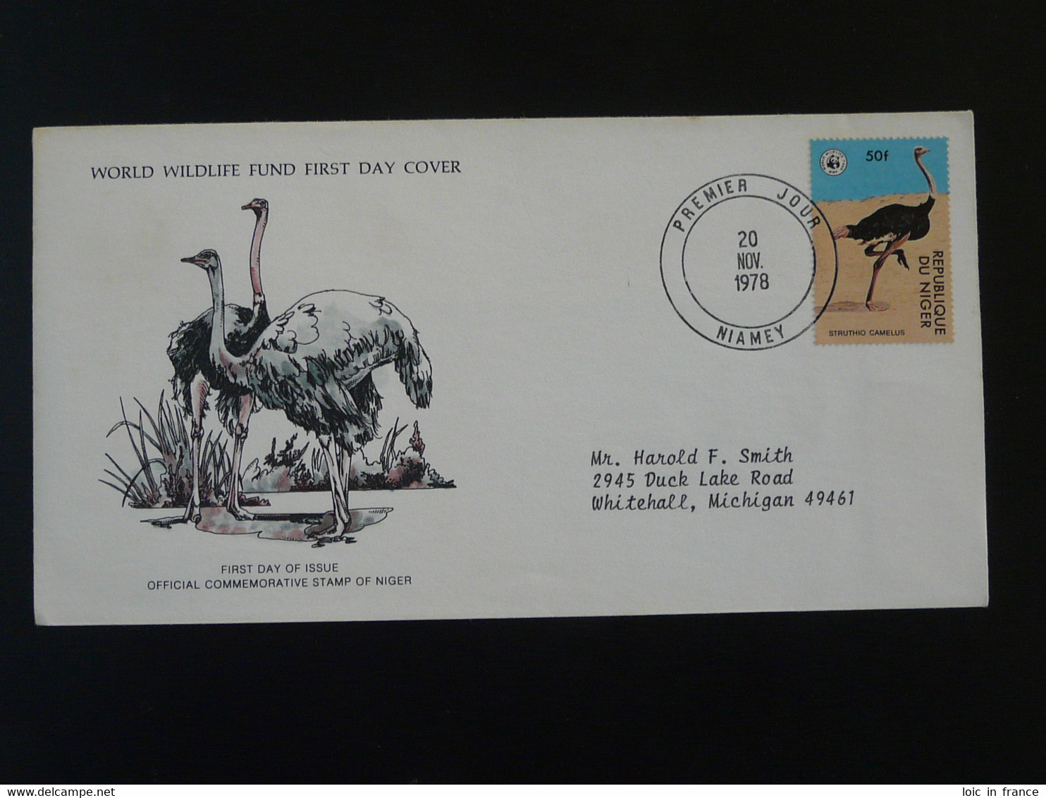 FDC Autruche Ostrich Niger WWF 1978 - Avestruces