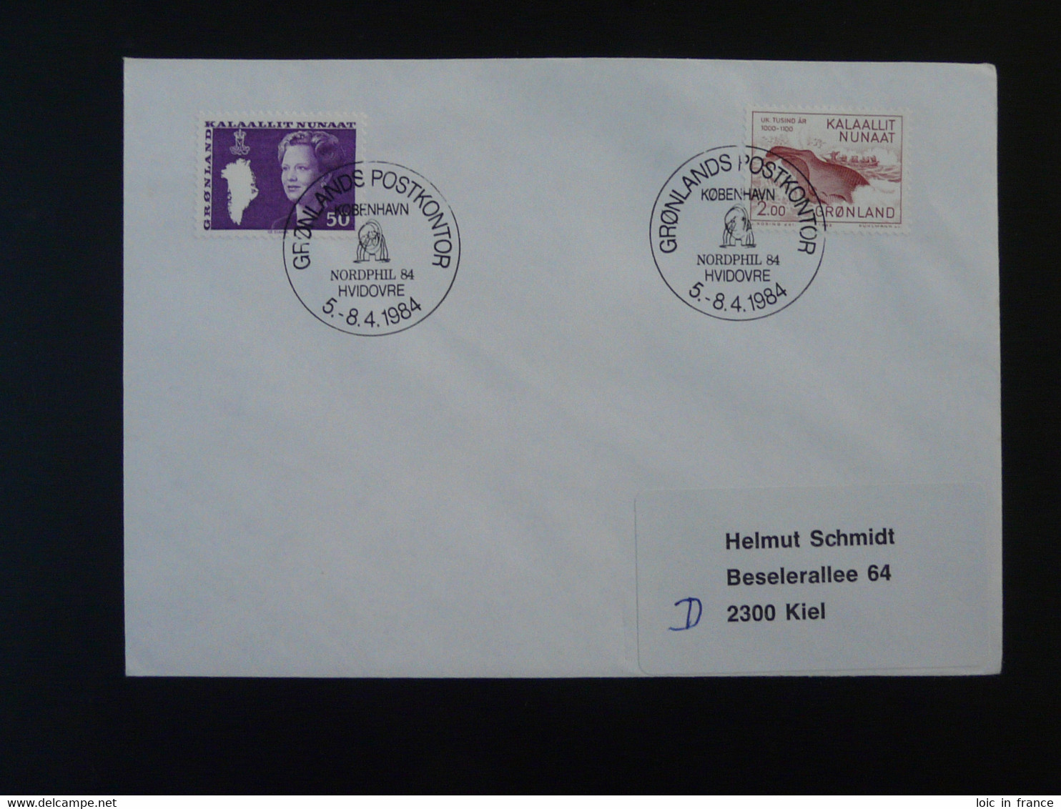 Lettre Cover Obliteration Postmark Nordphil 1984 Groenland Greenland (ex 4) - Marcophilie