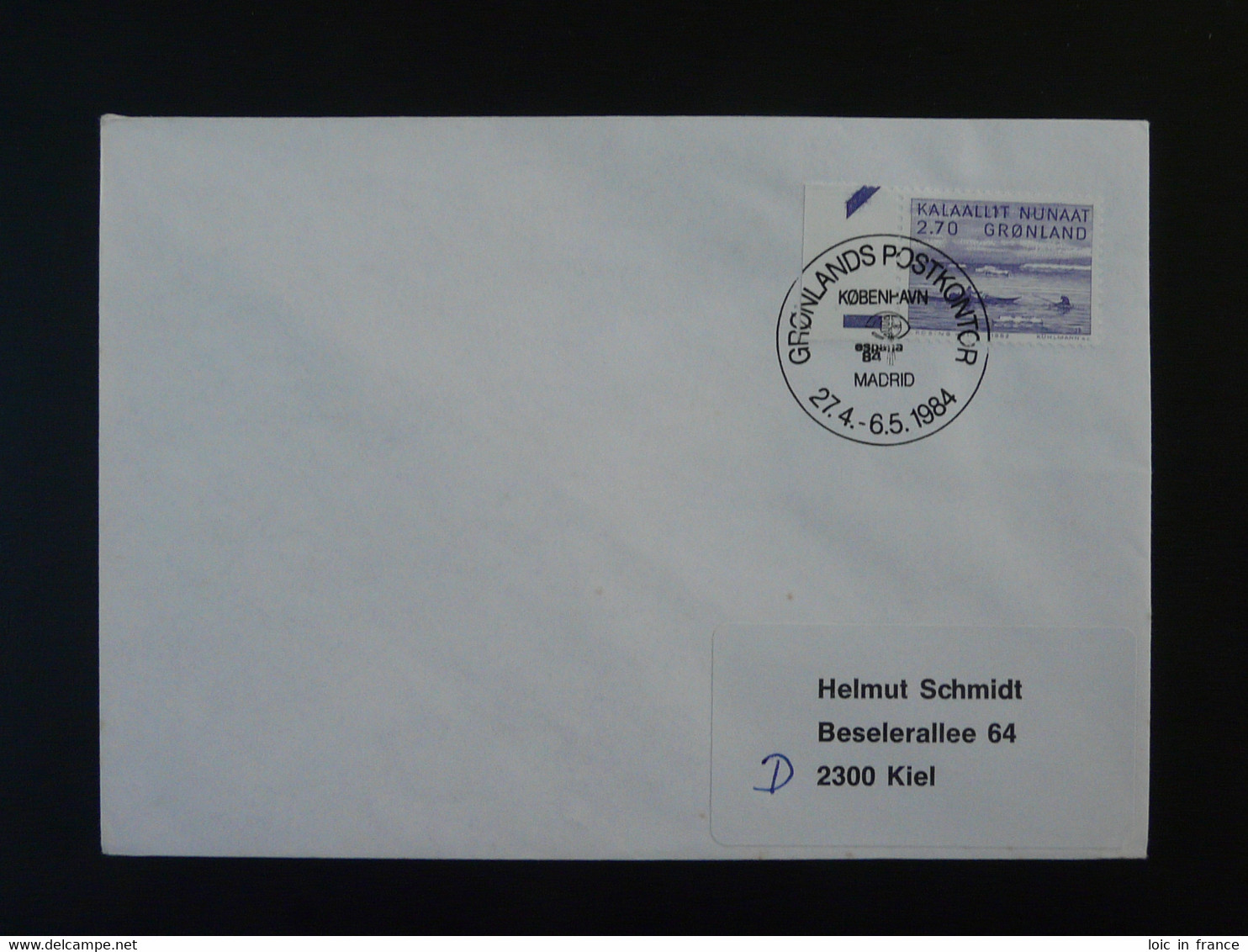 Lettre Cover Obliteration Postmark Espana 1984 Groenland Greenland (ex 1) - Poststempel
