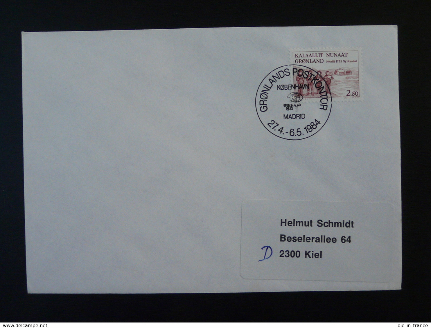 Lettre Cover Obliteration Postmark Espana 1984 Groenland Greenland (ex 2) - Marcophilie