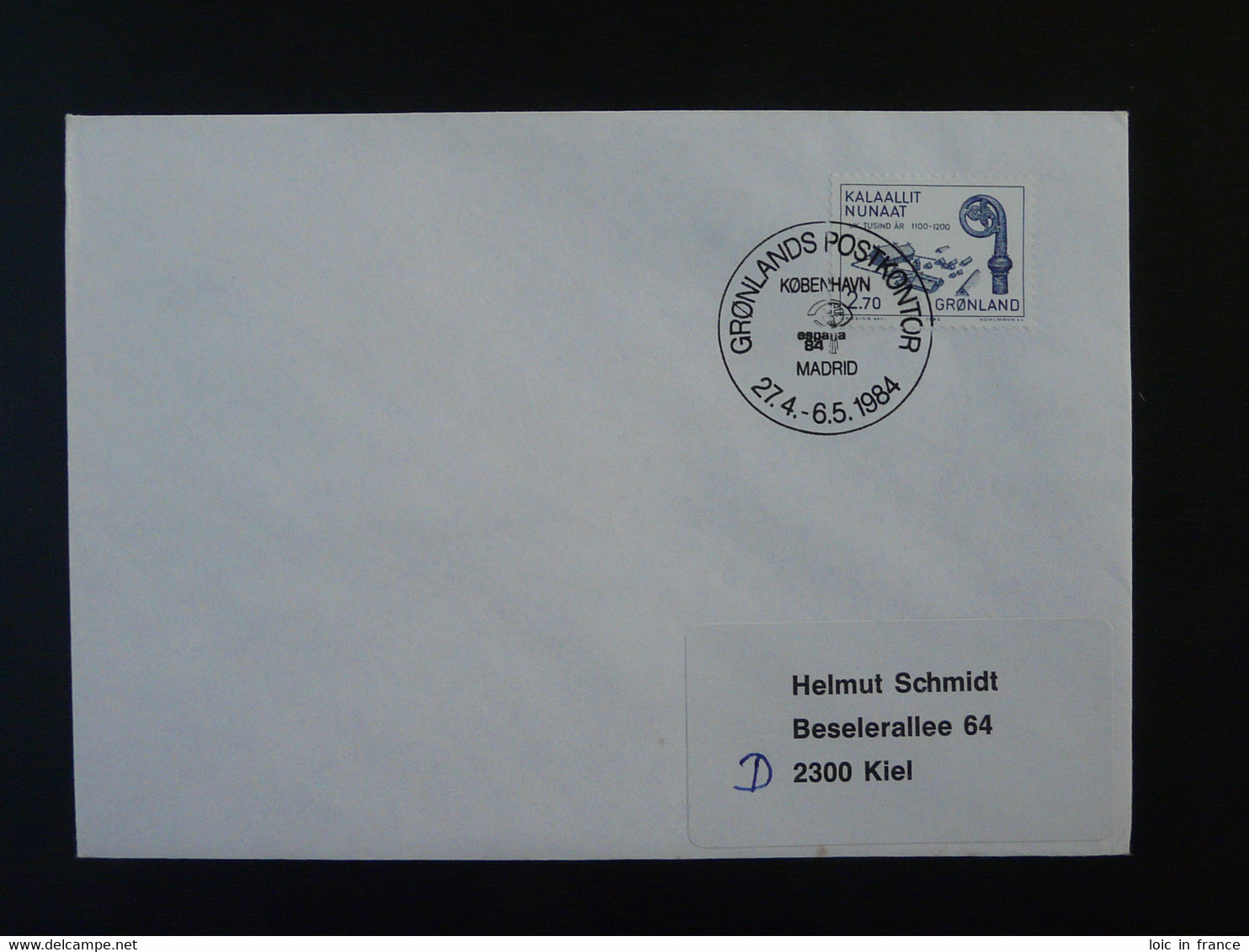 Lettre Cover Obliteration Postmark Espana 1984 Groenland Greenland (ex 6) - Marcophilie