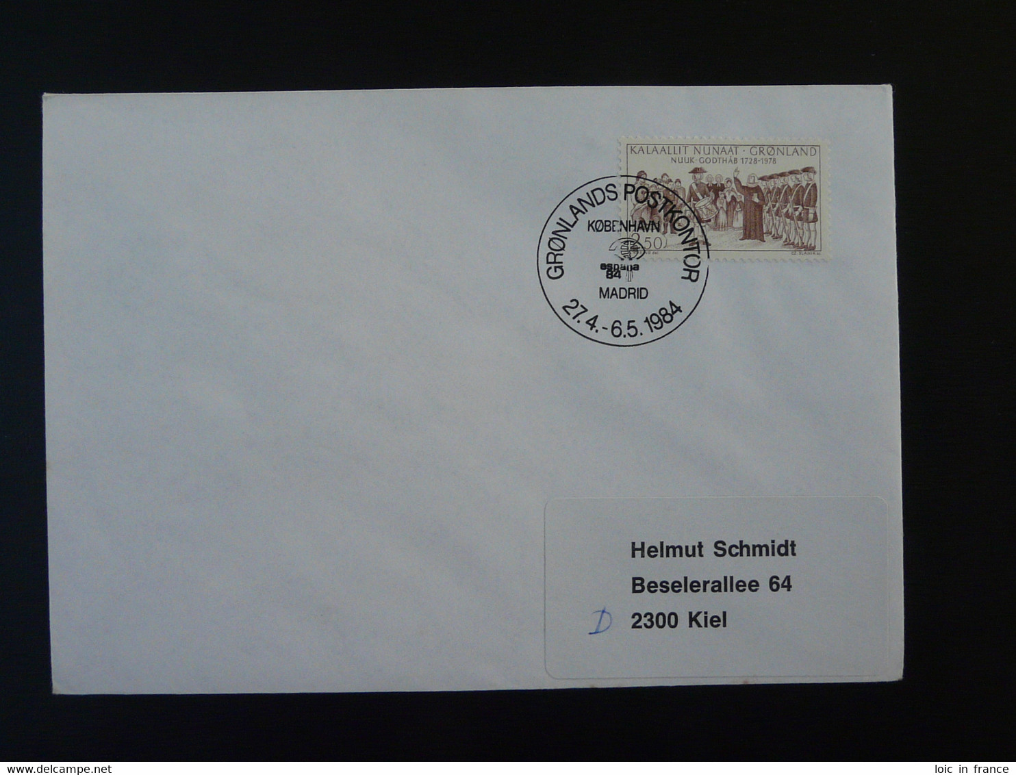 Lettre Cover Obliteration Postmark Espana 1984 Groenland Greenland (ex 7) - Marcofilie