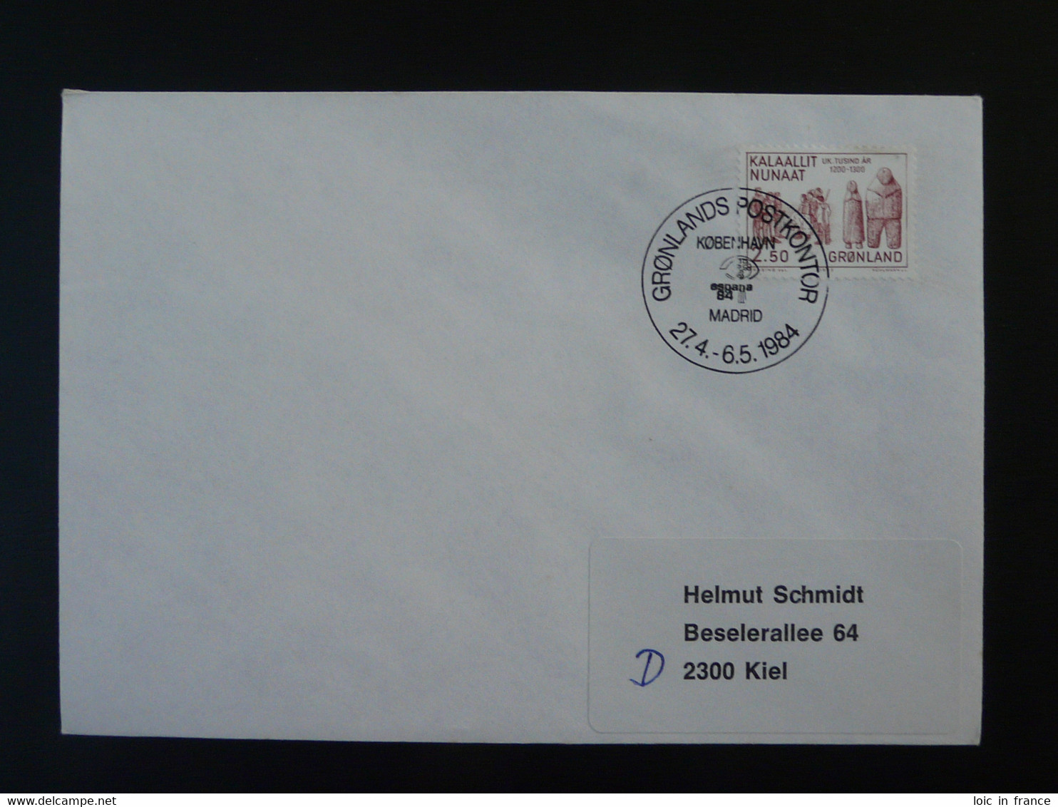 Lettre Cover Obliteration Postmark Espana 1984 Groenland Greenland (ex 9) - Marcophilie