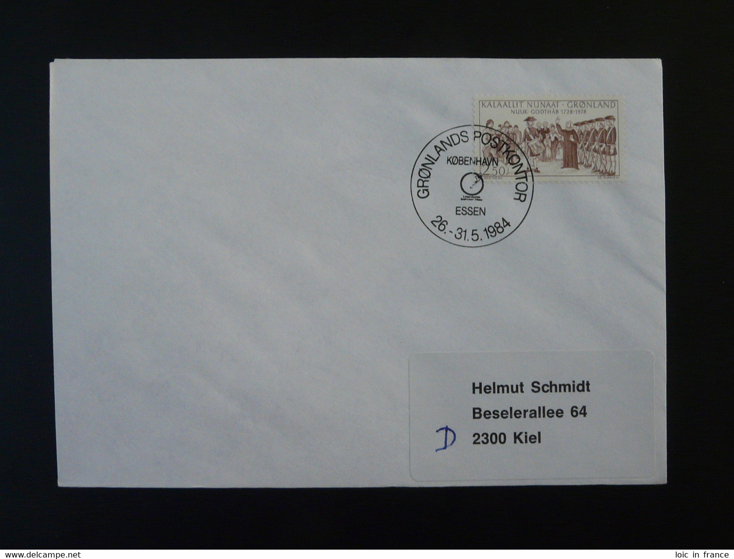 Lettre Cover Obliteration Postmark Essen 1984 Groenland Greenland (ex 5) - Marcophilie