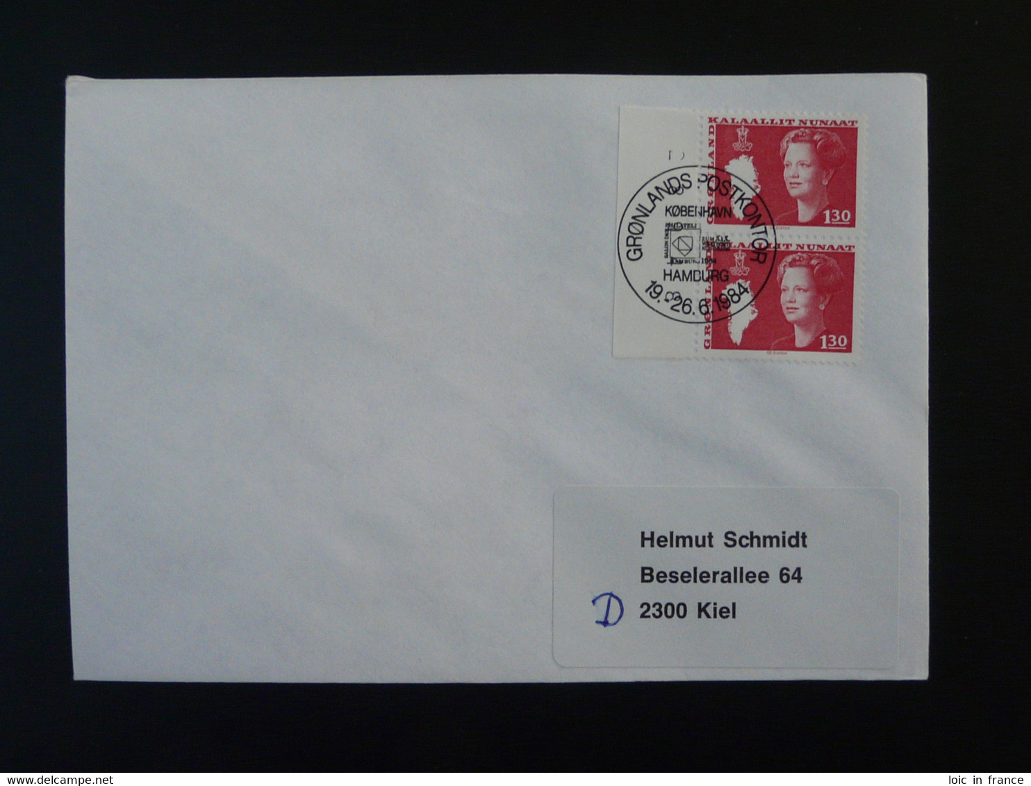 Lettre Cover Obliteration Postmark Hamburg 1984 Groenland Greenland (ex 2) - Marcophilie