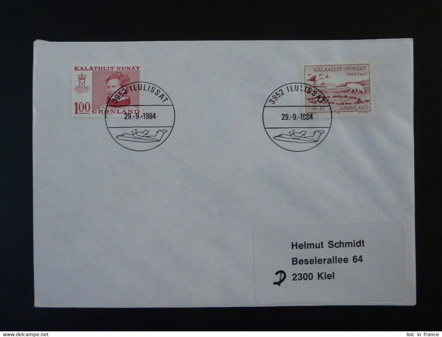 Lettre Cover Obliteration Postmark Avion Aircraft Ilulissat Groenland Greenland 1984 (ex 1) - Poststempel