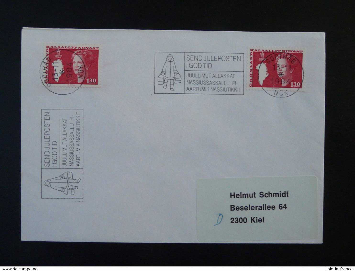 Lettre Cover Flamme Postmark Send Juleposten Godthab Groenland Greenland 1984 - Poststempel