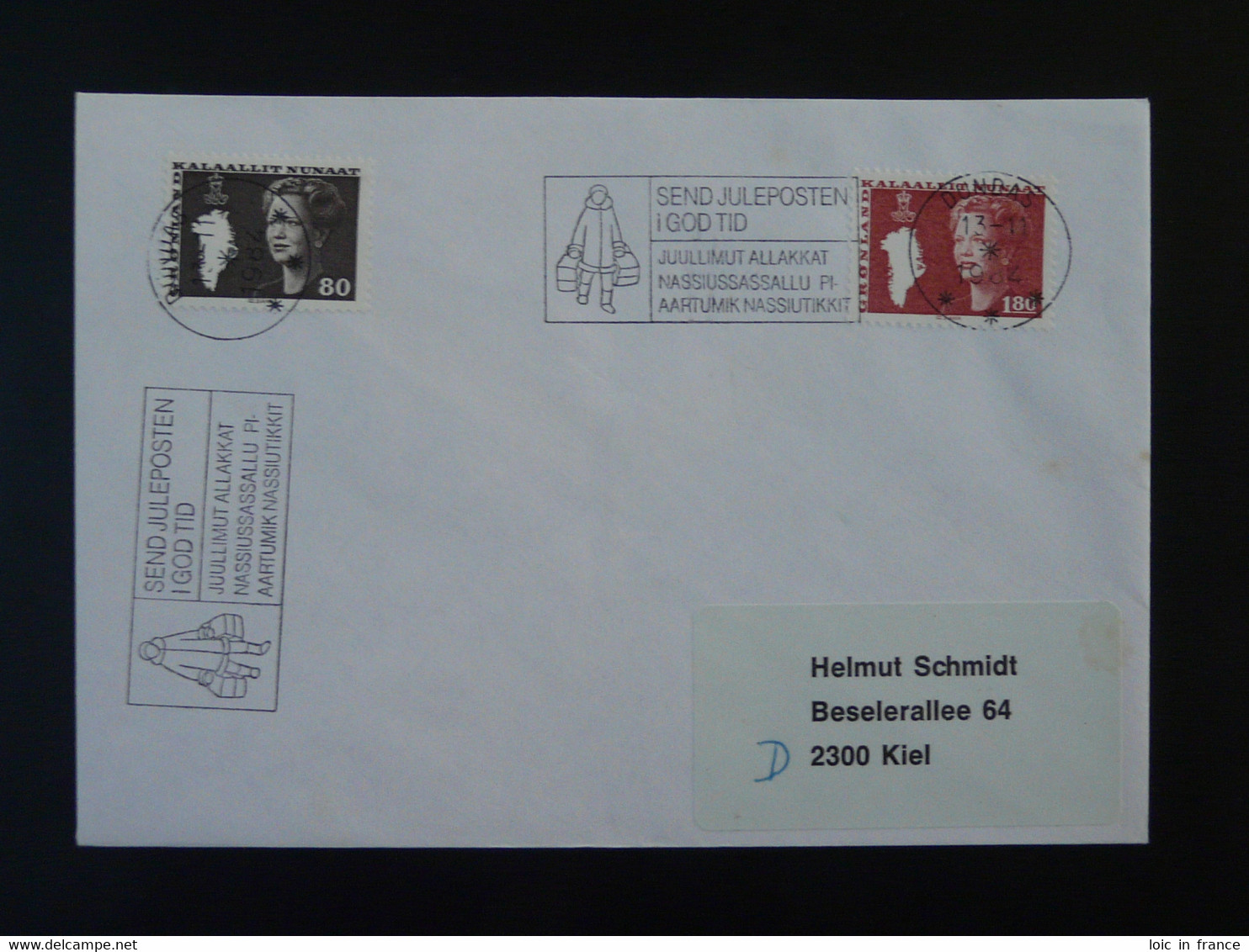 Lettre Cover Flamme Postmark Send Juleposten Dundas Groenland Greenland 1984  (ex 1) - Marcophilie
