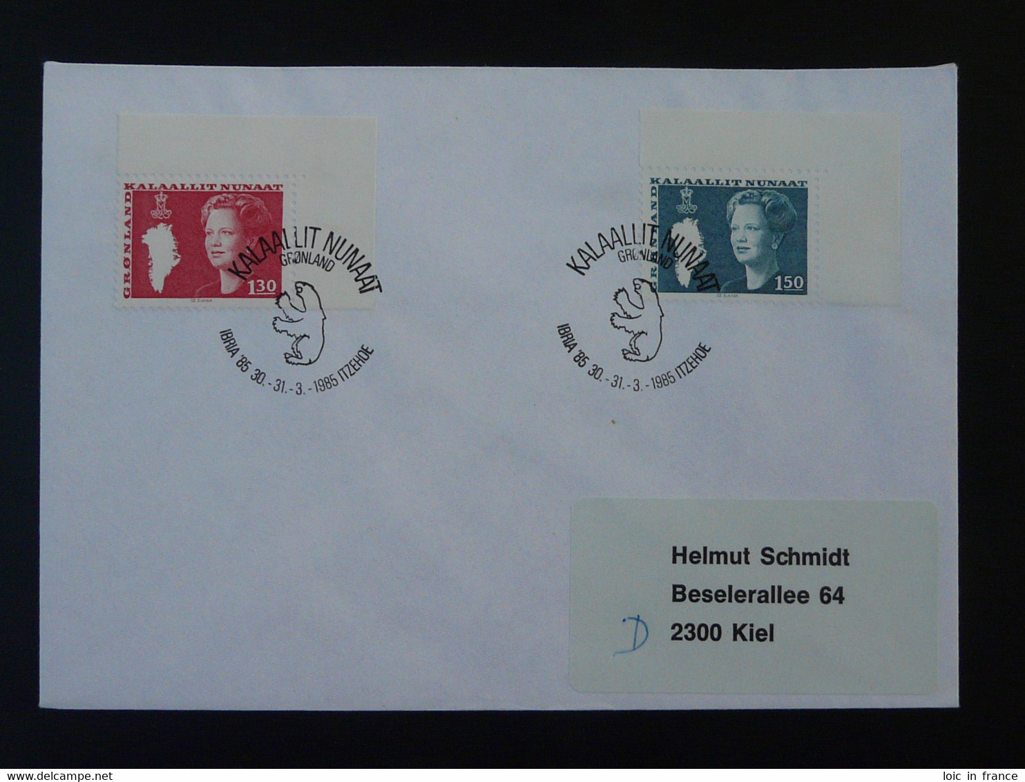 Lettre Cover Obliteration Postmark Ibria 1985 Itzehoe Groenland Greenland (ex 7) - Storia Postale