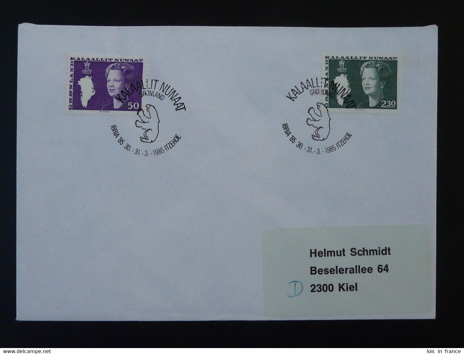 Lettre Cover Obliteration Postmark Ibria 1985 Itzehoe Groenland Greenland (ex 9) - Storia Postale