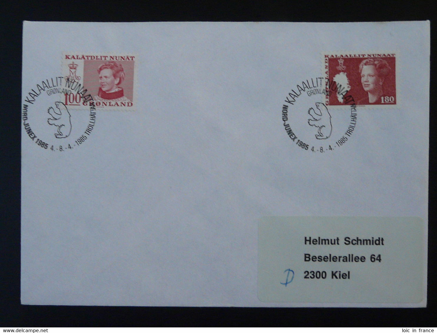 Lettre Cover Obliteration Postmark Nord-Junex 1985 Trollhattan Groenland Greenland (ex 1) - Poststempel