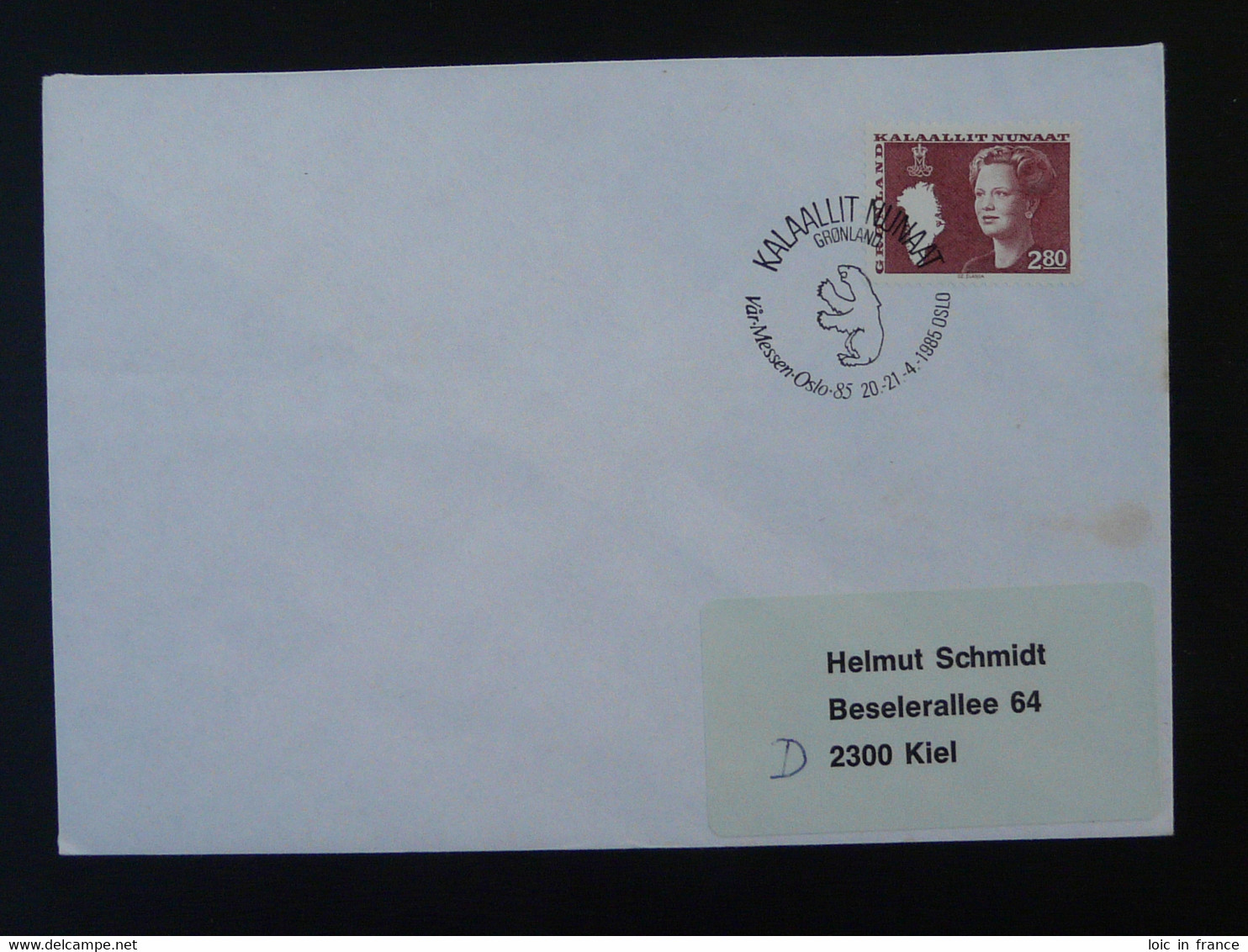 Lettre Cover Obliteration Postmark Oslo Var-Messen 1985 Groenland Greenland (ex 1) - Marcofilie