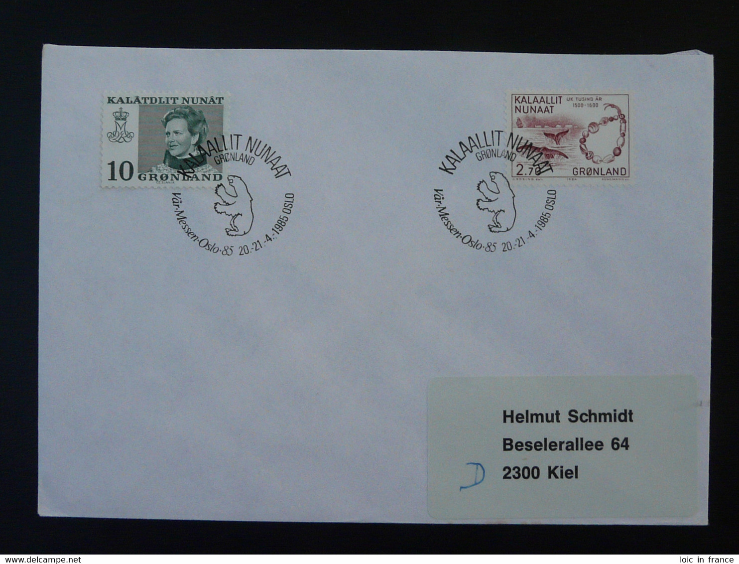 Lettre Cover Obliteration Postmark Oslo Var-Messen 1985 Groenland Greenland (ex 3) - Marcophilie