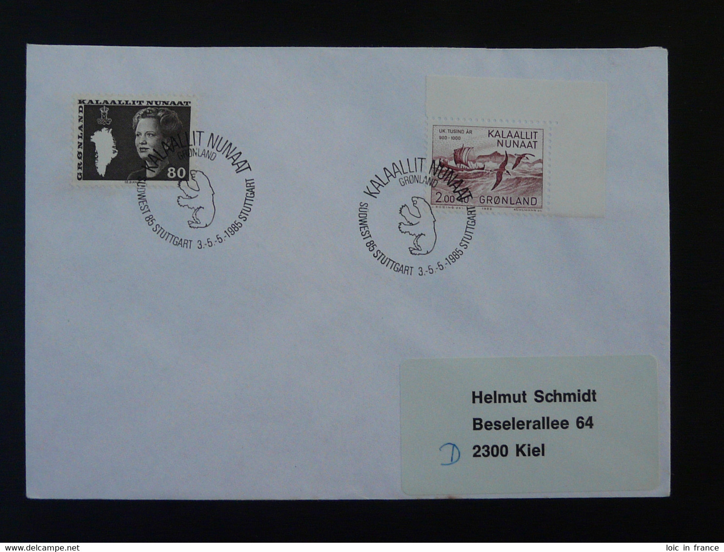 Lettre Cover Obliteration Postmark Sudwest 1985 Stuttgart Groenland Greenland (ex 6) - Postmarks