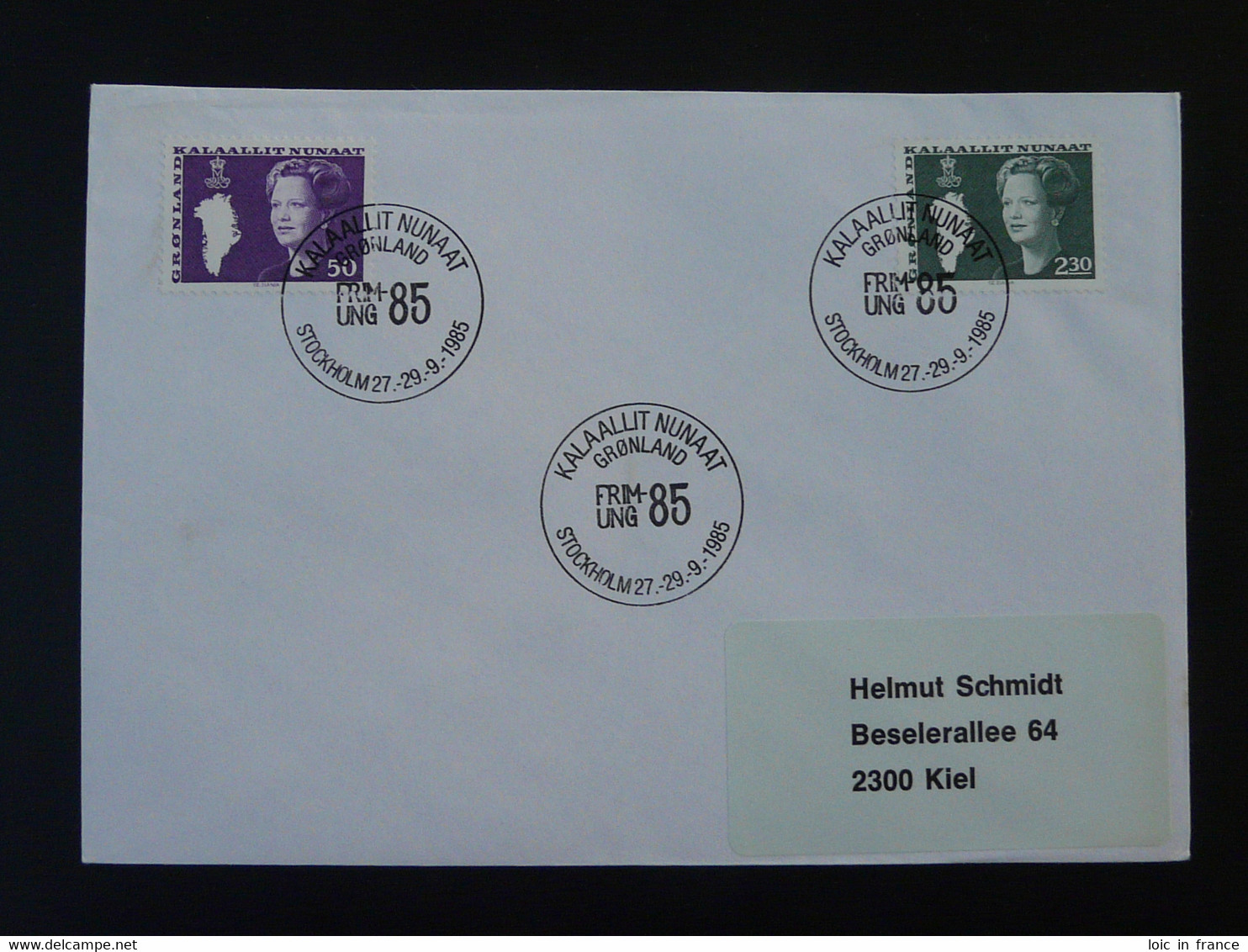 Lettre Cover Obliteration Postmark Frimung 1985 Stockholm Groenland Greenland (ex 1) - Marcofilie