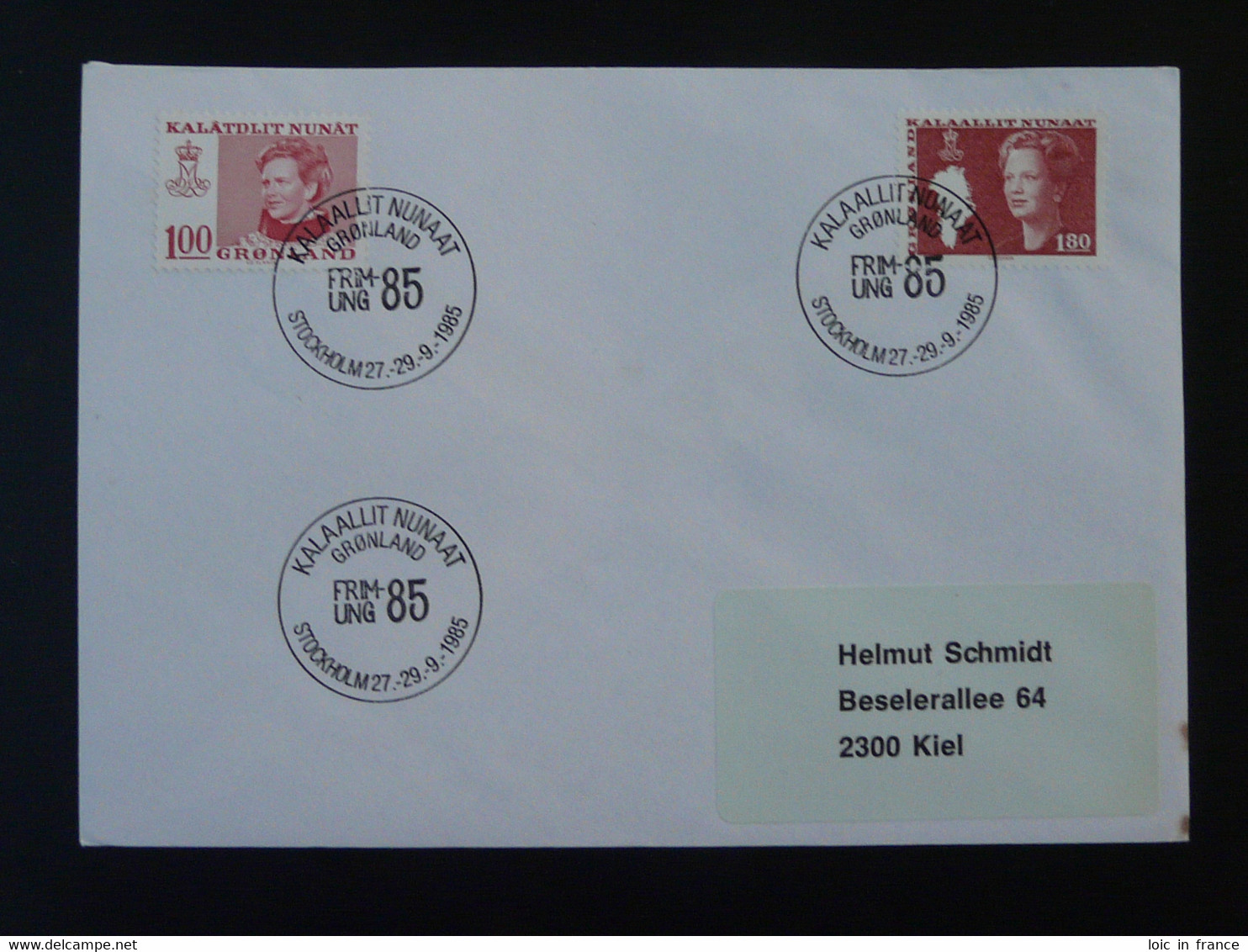 Lettre Cover Obliteration Postmark Frimung 1985 Stockholm Groenland Greenland (ex 2) - Postmarks