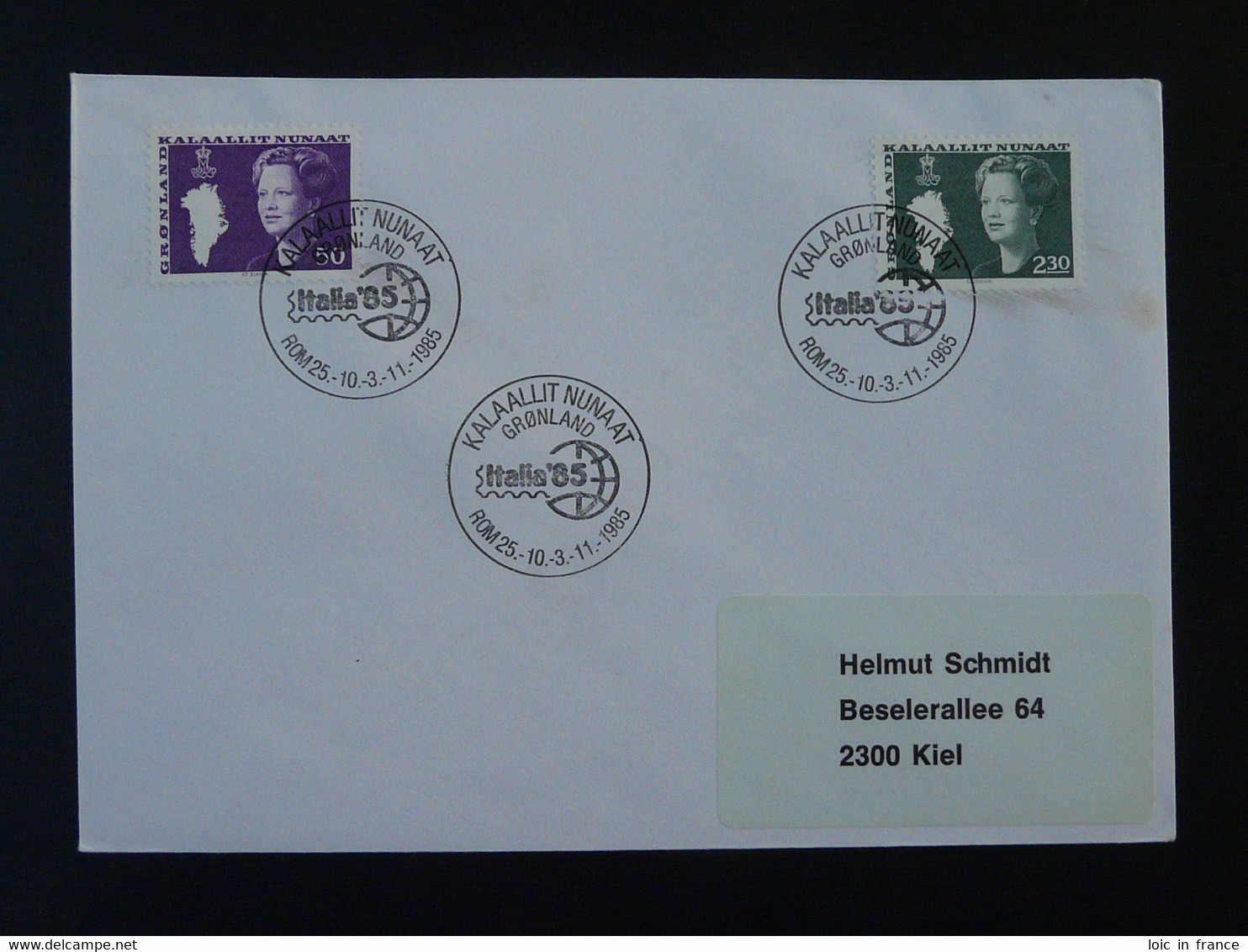 Lettre Cover Obliteration Postmark Italia 1985 Roma Groenland Greenland (ex 2) - Marcophilie