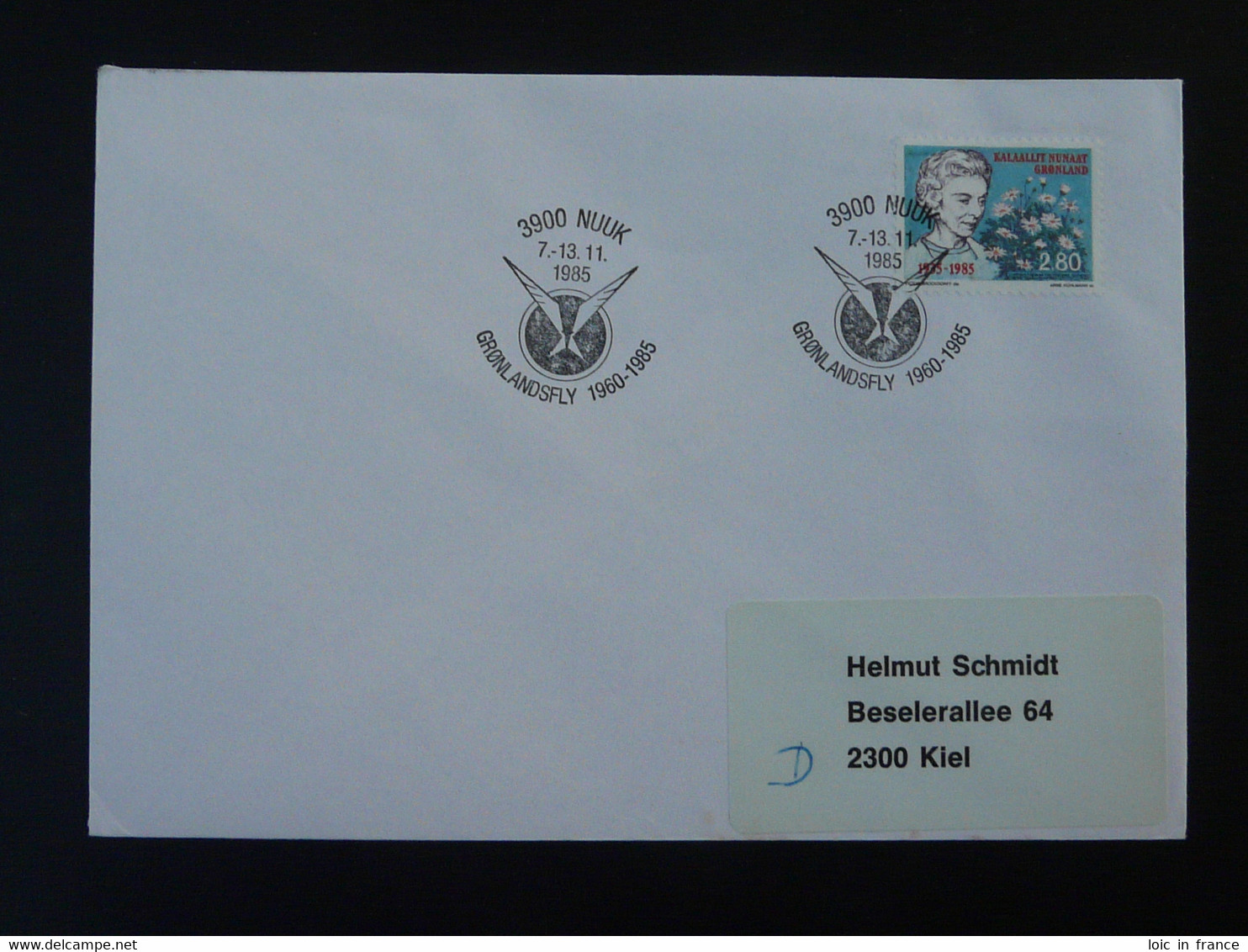 Lettre Cover Obliteration Postmark Gronlandsfly Groenland Greenland 1985 (ex 4) - Postmarks