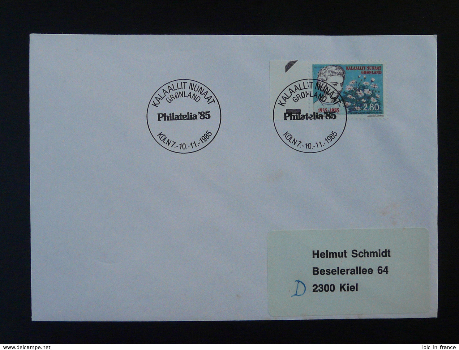 Lettre Cover Obliteration Postmark Philatelia 1985 Koln Groenland Greenland (ex 1) - Marcofilie