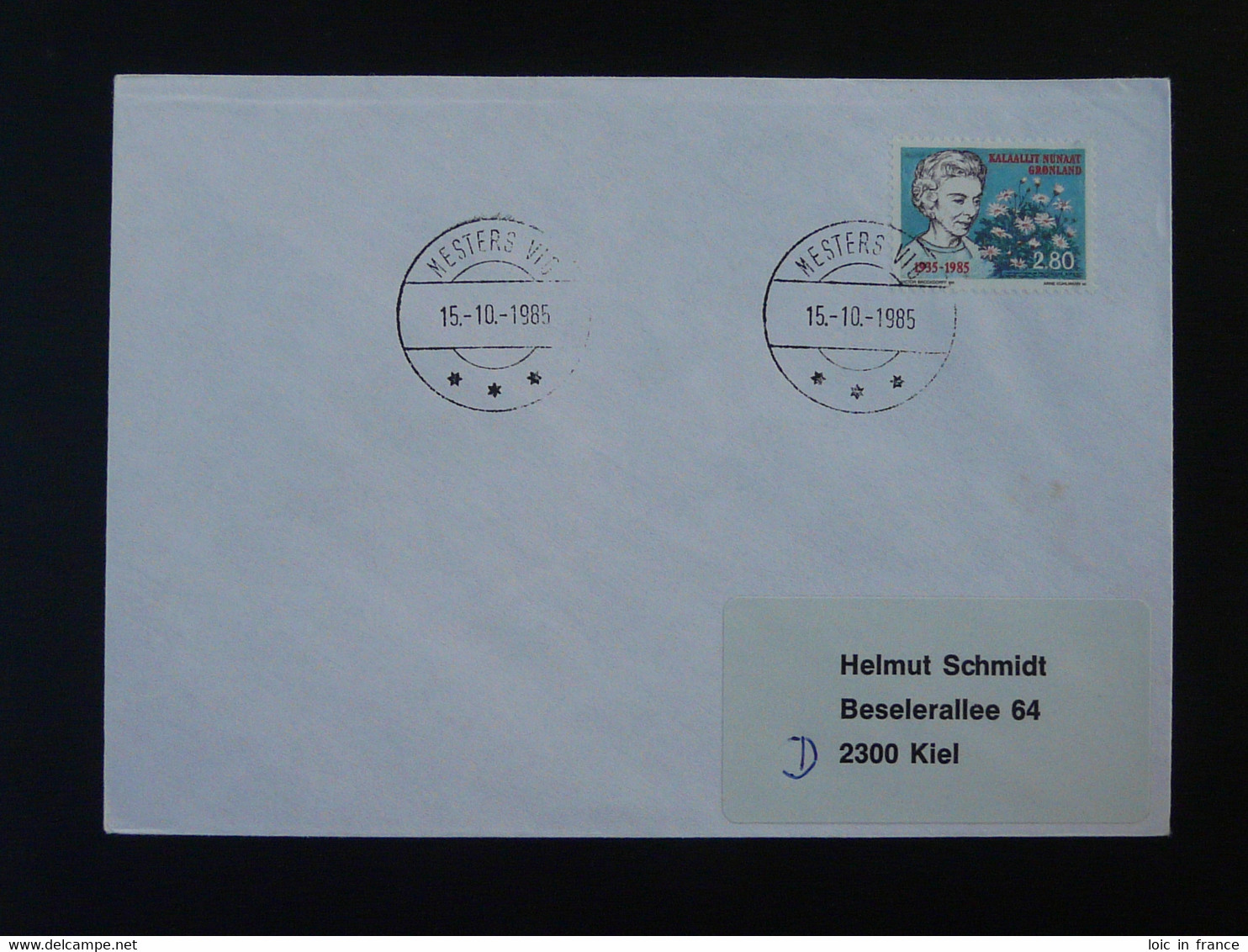 Lettre Cover Obliteration Postmark Mesters Vig Groenland Greenland 1985 (ex 1) - Poststempel