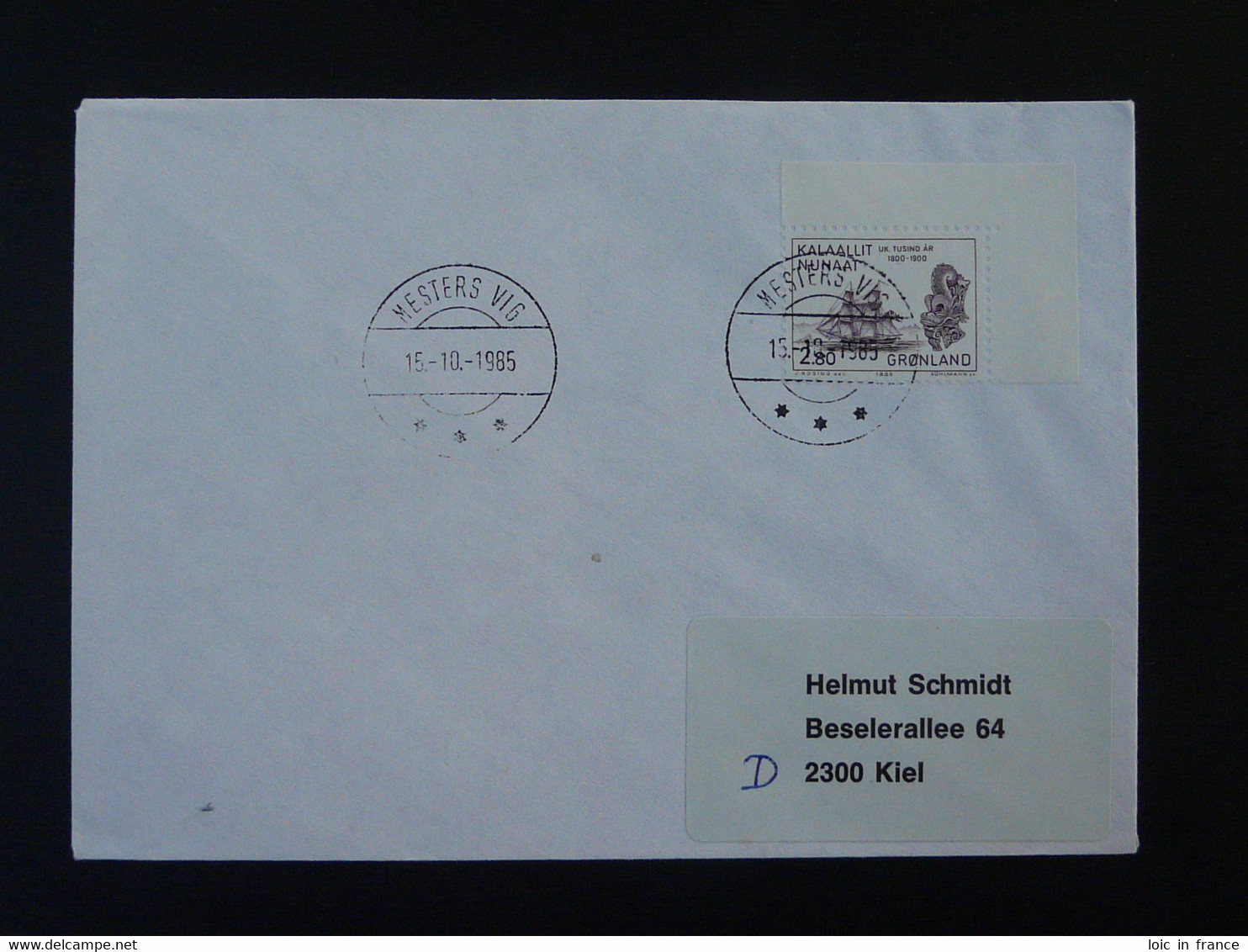 Lettre Cover Obliteration Postmark Mesters Vig Groenland Greenland 1985 (ex 2) - Marcophilie