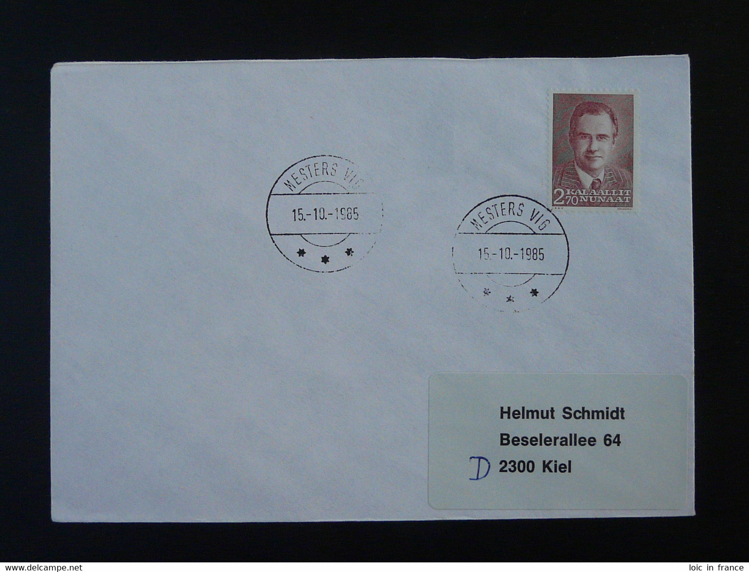 Lettre Cover Obliteration Postmark Mesters Vig Groenland Greenland 1985 (ex 3) - Postmarks