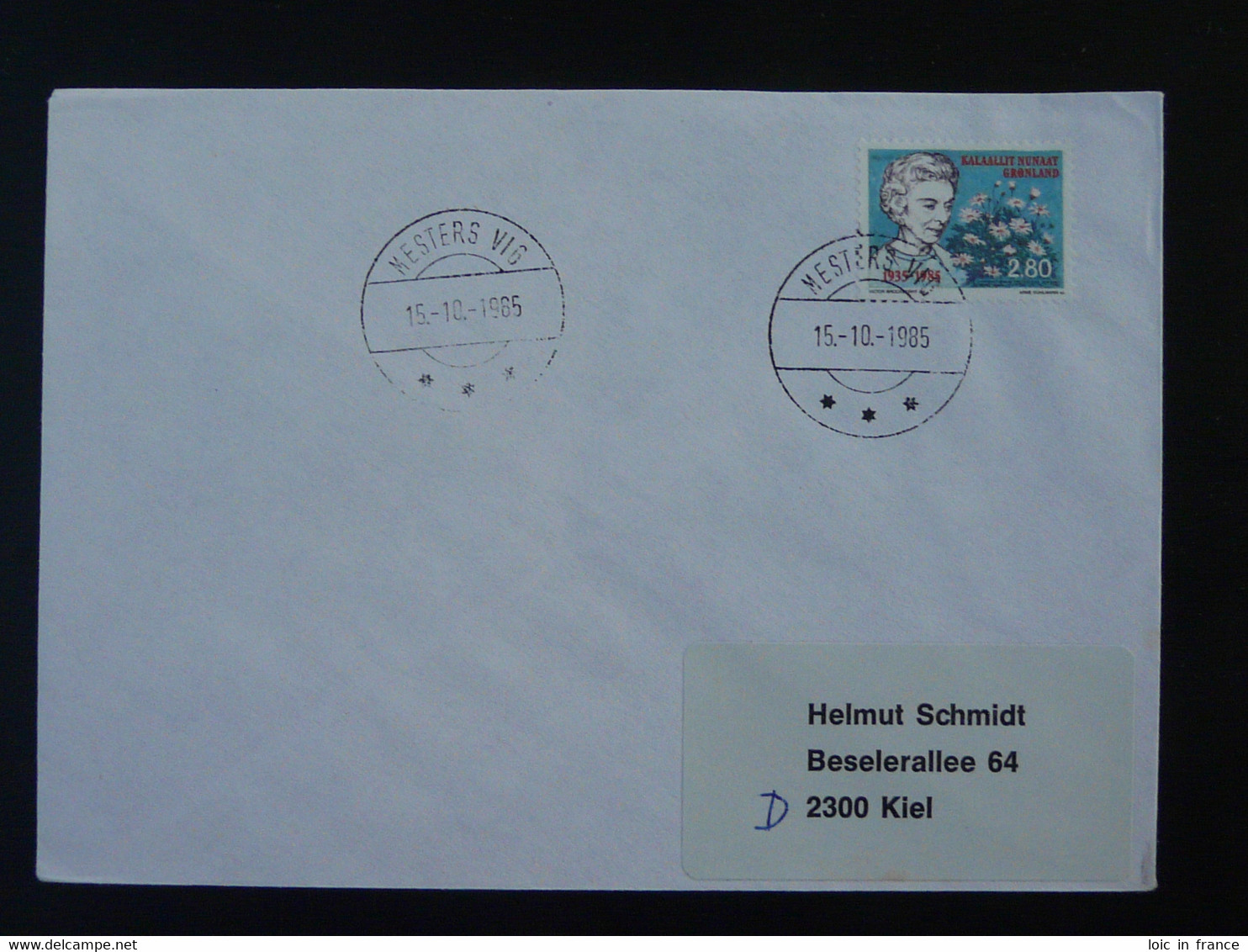 Lettre Cover Obliteration Postmark Mesters Vig Groenland Greenland 1985 (ex 4) - Postmarks