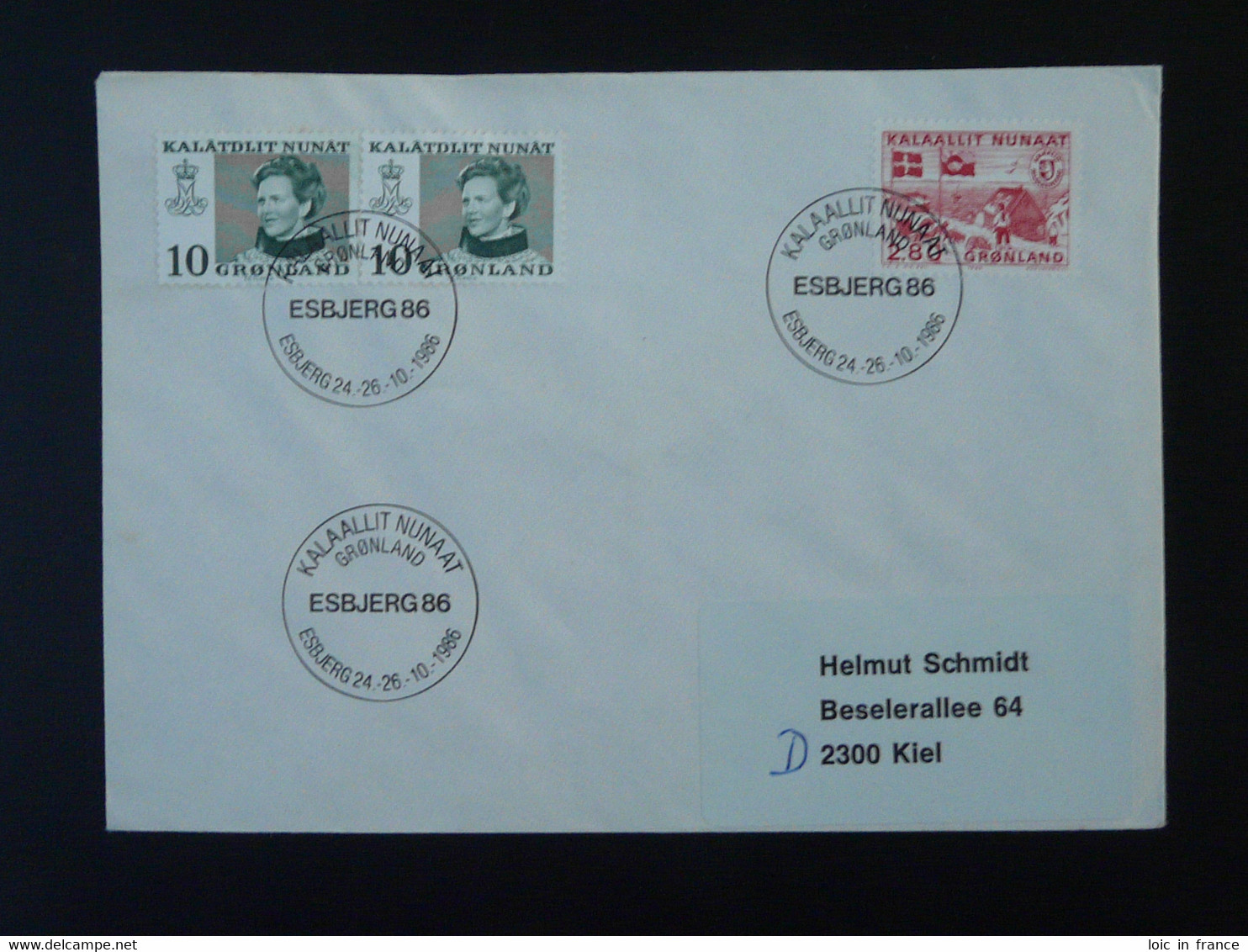 Lettre Cover Obliteration Postmark Esbjerg Groenland Greenland 1986 (ex 2) - Marcofilie