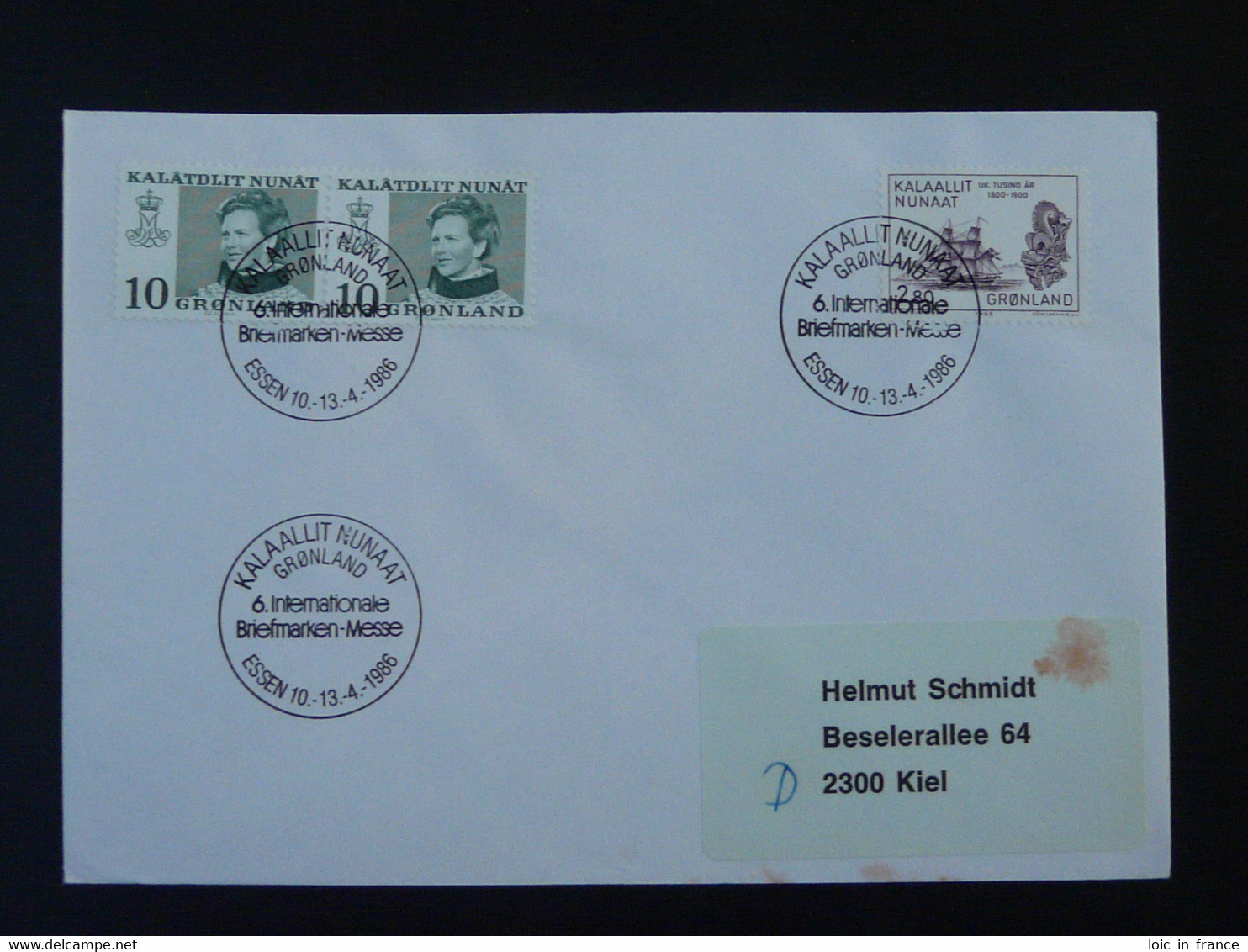 Lettre Cover Obliteration Postmark Essen Briefmarken Messe 1986 Groenland Greenland (ex 3) - Marcophilie