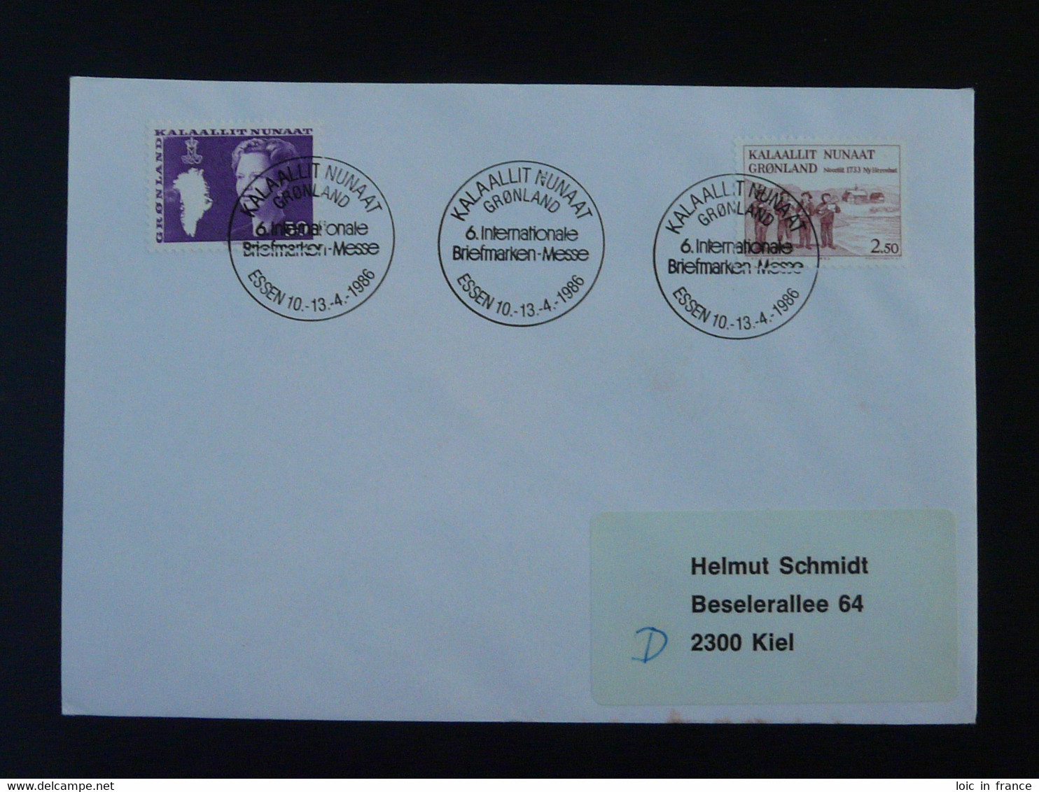 Lettre Cover Obliteration Postmark Essen Briefmarken Messe 1986 Groenland Greenland (ex 5) - Postmarks