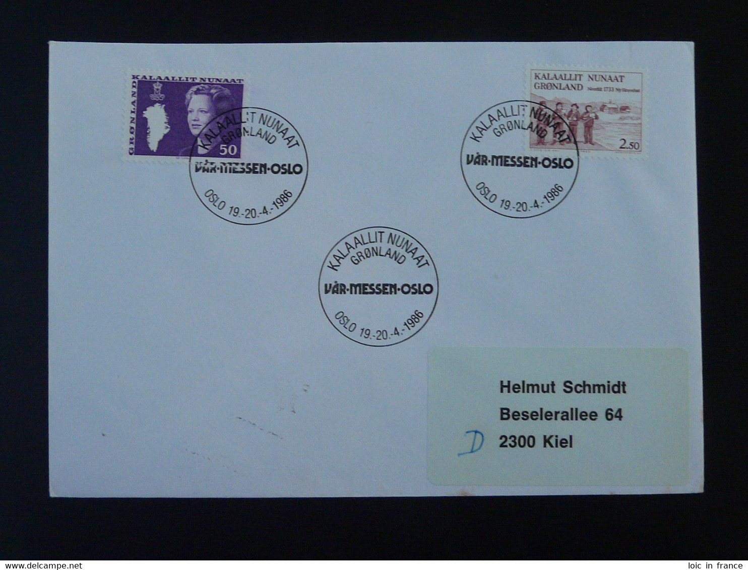 Lettre Cover Obliteration Postmark Var-Messen Oslo 1986 Groenland Greenland (ex 1) - Marcophilie