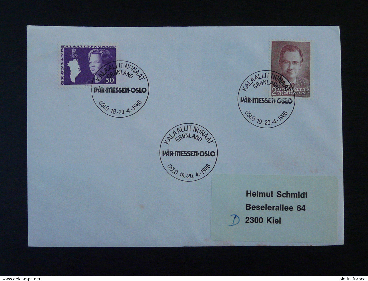 Lettre Cover Obliteration Postmark Var-Messen Oslo 1986 Groenland Greenland (ex 2) - Marcophilie