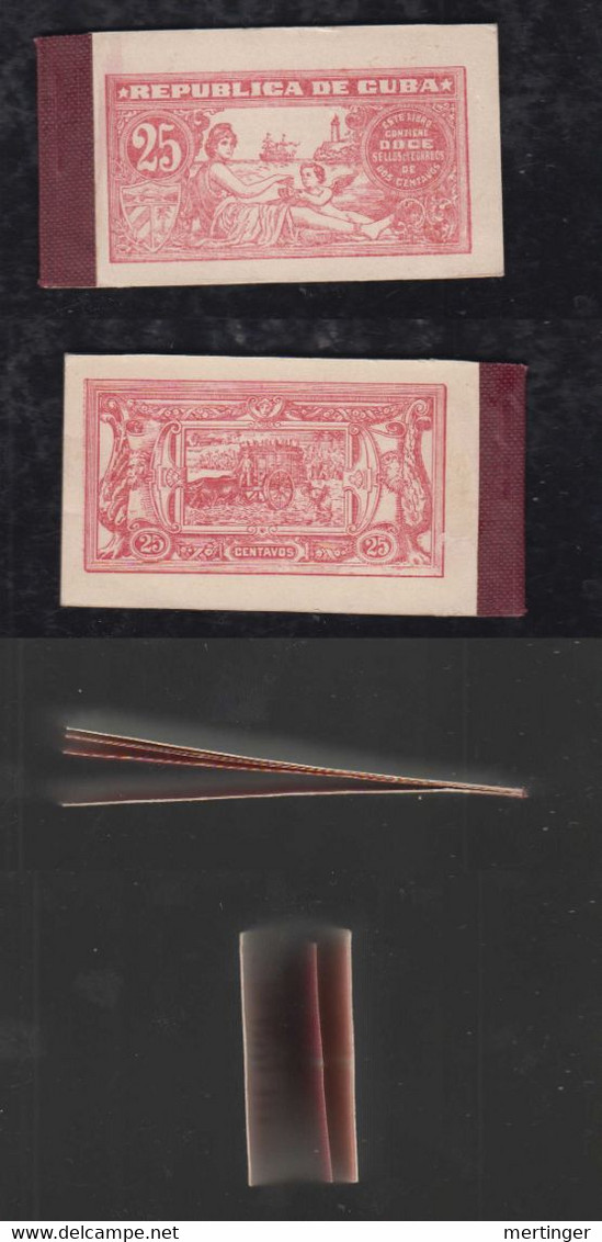 Kuba Cuba Booklet 1917 25c ** MNH Unexploded 2 Pane 6x2c Gomez - Unused Stamps