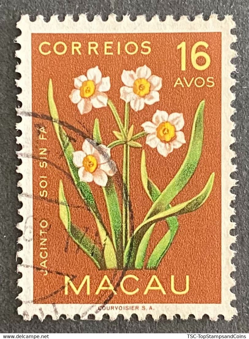 MAC5378U2 - Macau Flowers - 16 Avos Used Stamp - Macau - 1953 - Gebruikt