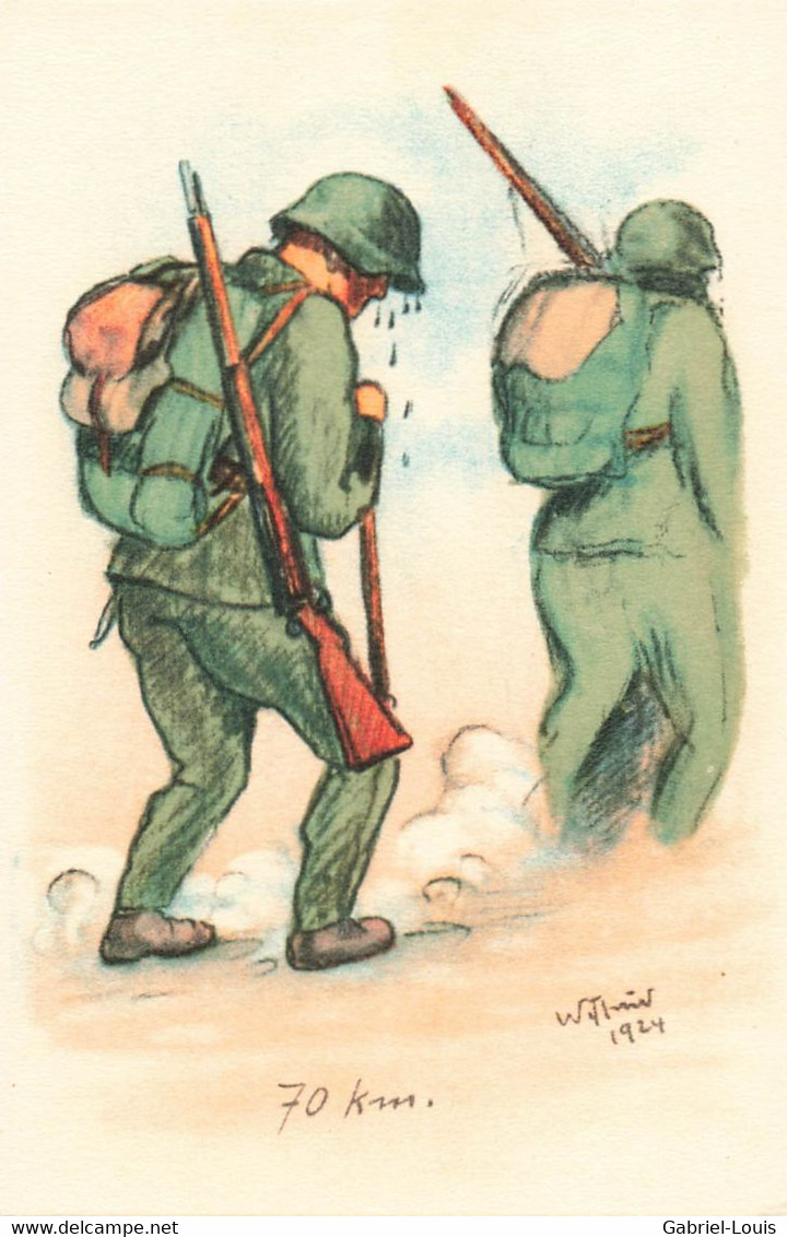 Armée Suisse Humour - Marche De 70 Km 1924 Schweizer Armee Soldat - Sonstige & Ohne Zuordnung