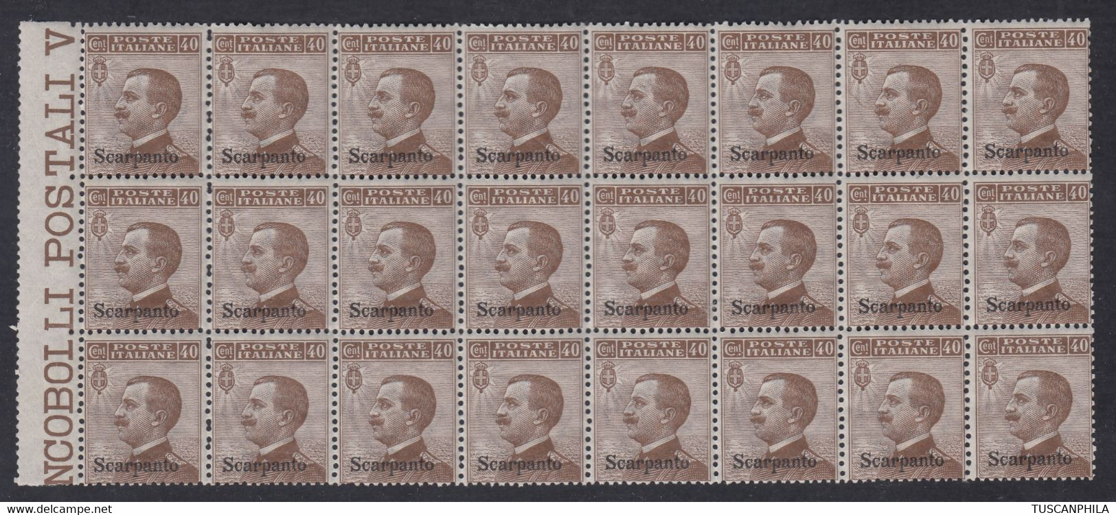 1912 Blocco Di 24 Valori BdF Sass. 6 MNH** Cv 120 - Egeo (Scarpanto)