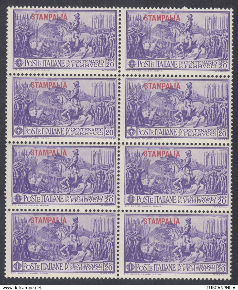 1930 Blocco Di 8 Valori Sass. 12 MNH** Cv 140 - Egée (Stampalia)