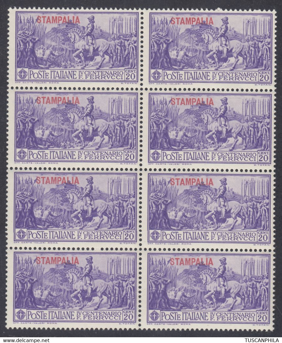 1930 Blocco Di 8 Valori Sass. 12 MNH** Cv 140 - Aegean (Stampalia)