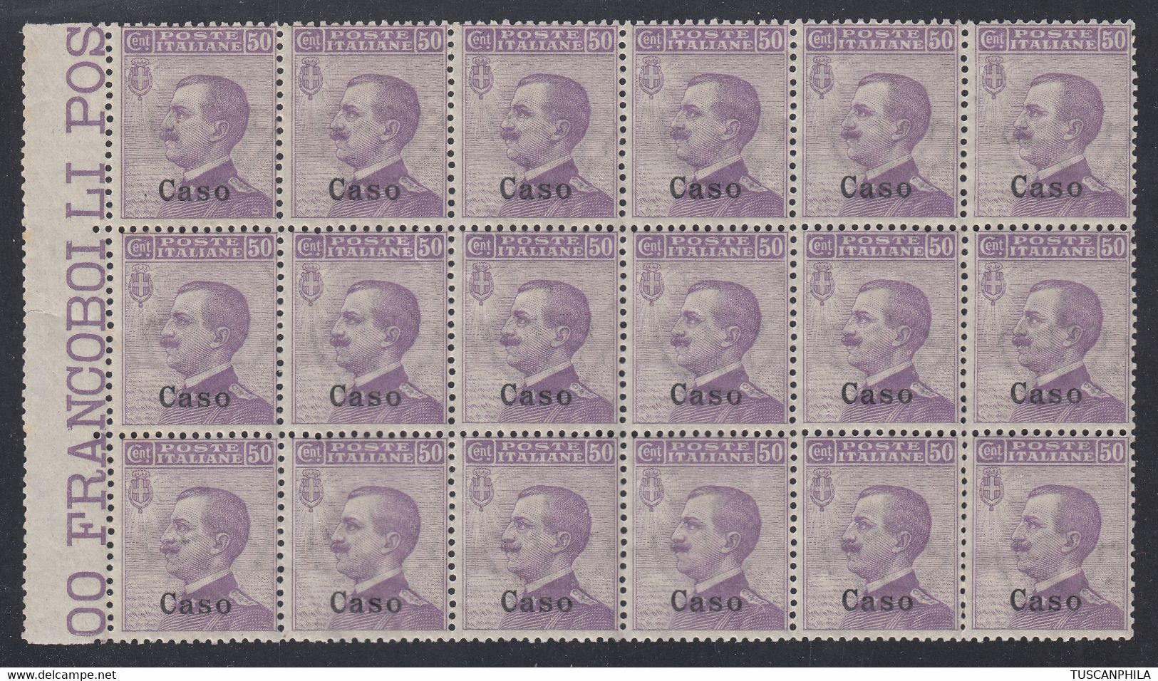 1912 Blocco Di 18 Valori BdF Sass. 7 MNH** Cv 90 - Ägäis (Caso)