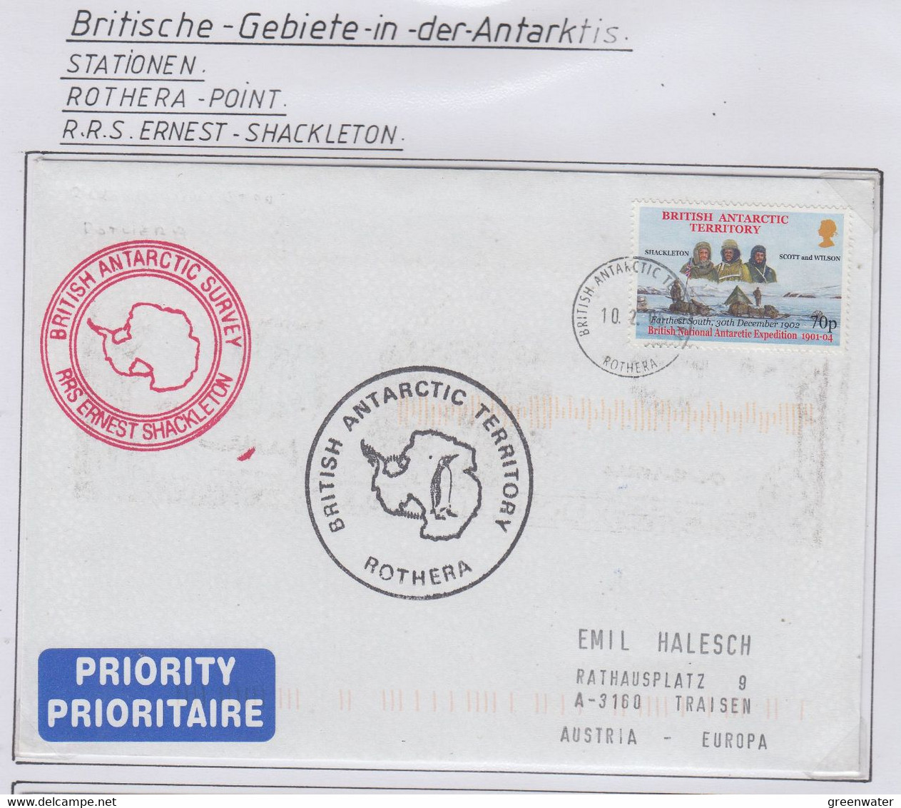 British Antarctic Territory (BAT) 2006 Cover Ship Visit RRS Ernest Shackleton Ca Rothera 10.2.2006 (RH183A) - Covers & Documents