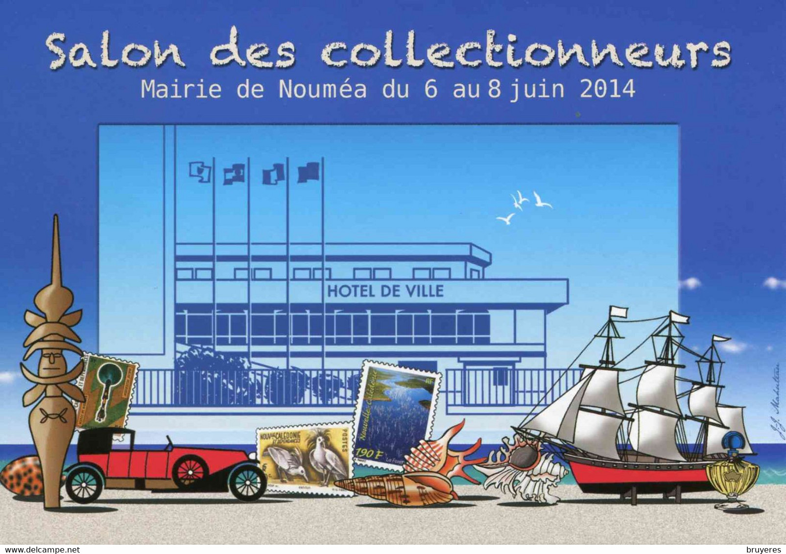 ENTIER POSTAL De 2014 Sur CP Avec Timbre  "LA FORÊT NOYEE" Et Illust.  "SALON DES COLLECTIONNEURS MAIRIE DE NOUMEA 2014" - Entiers Postaux