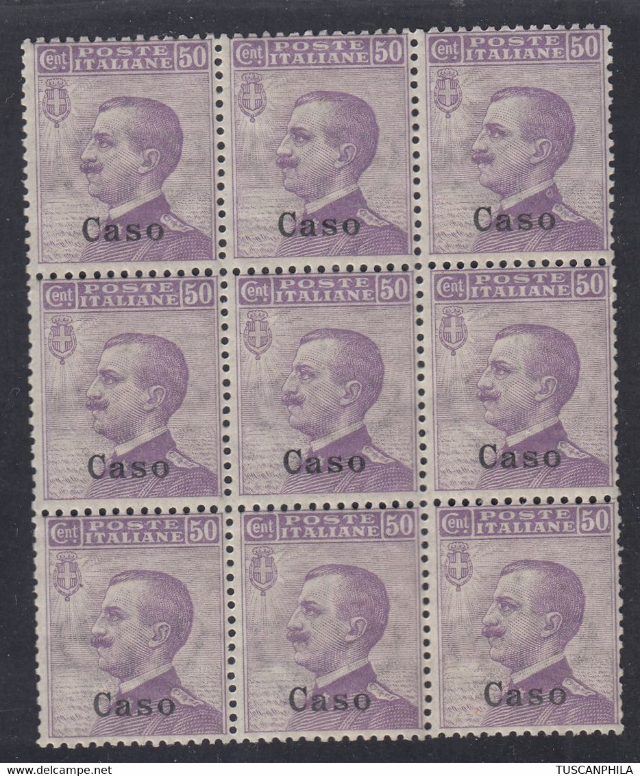 1912 Blocco Di 9 Valori Sass. 7 MNH** Cv 45 - Egeo (Caso)
