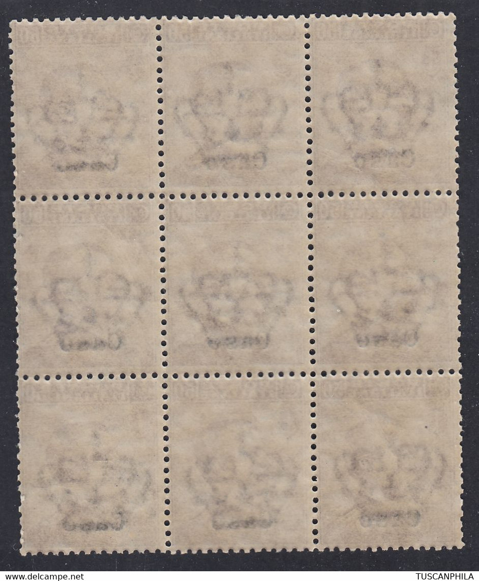 1912 Blocco Di 9 Valori Sass. 7 MNH** Cv 45 - Ägäis (Caso)