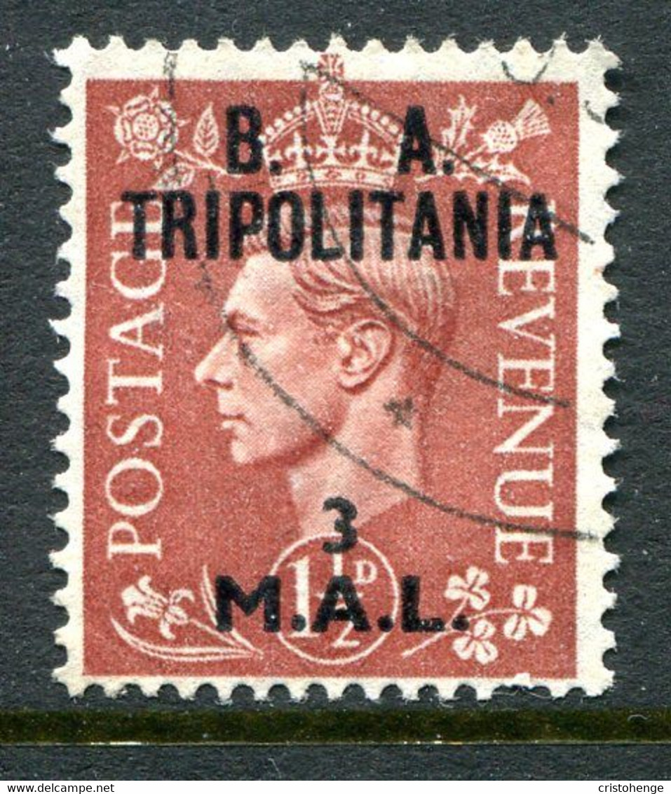 British Occ. Italian Colonies - Tripolitania - 1950 B.A. - 3l On 1½d Pale Red-brown Used (SG T16) - Tripolitania