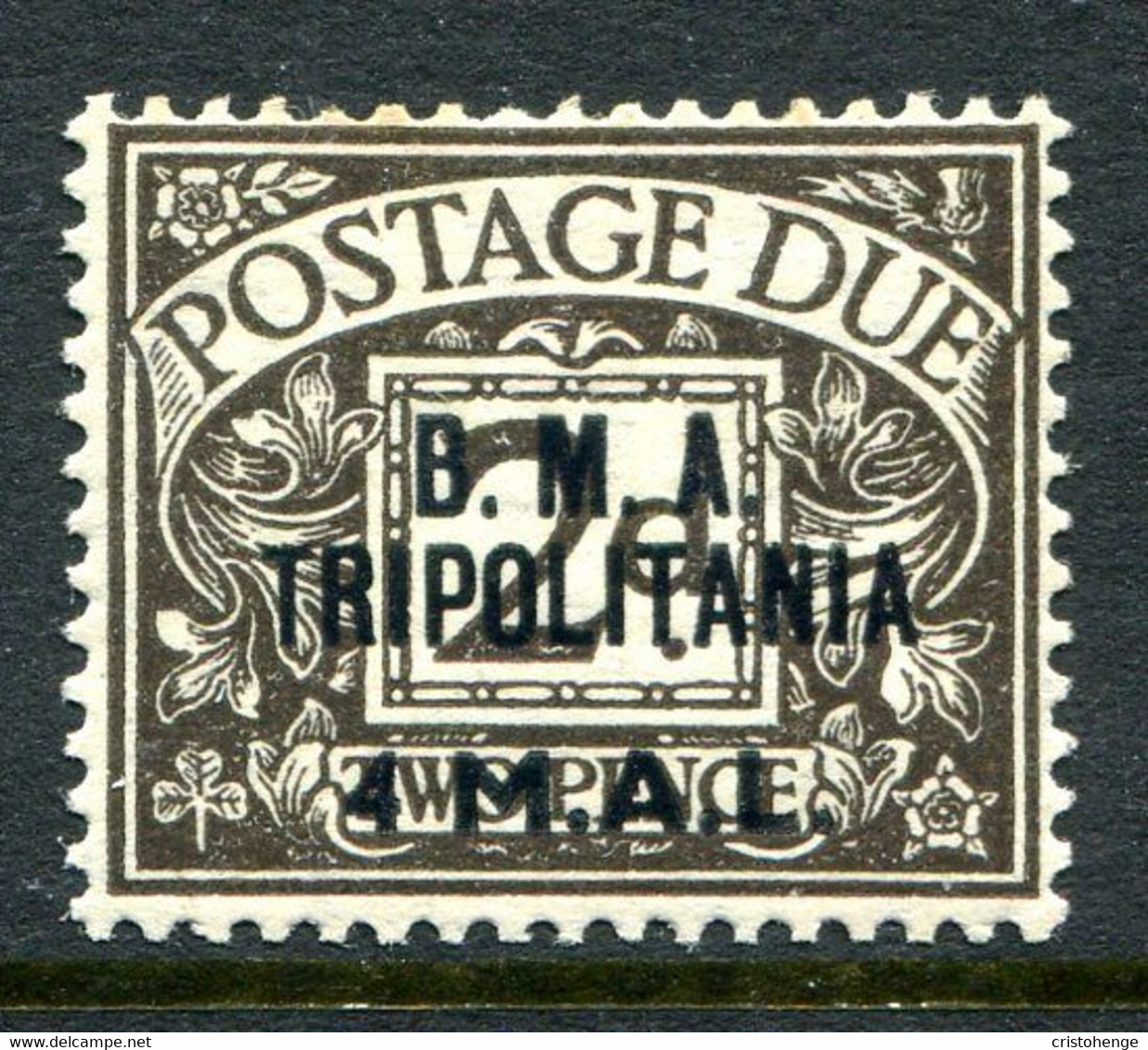 British Occ. Italian Colonies - Tripolitania - 1948 Postage Dues - B.M.A. - 4l On 2d Agate LHM (SG TD3) - Tripolitaine